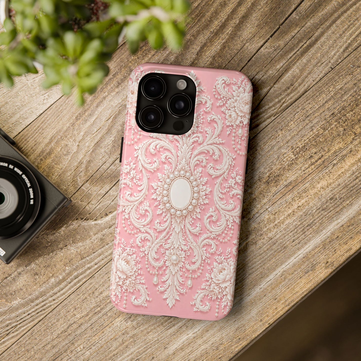 Pink Rococo Elegant Floral Tough Phone Case - Pink Vintage Design
