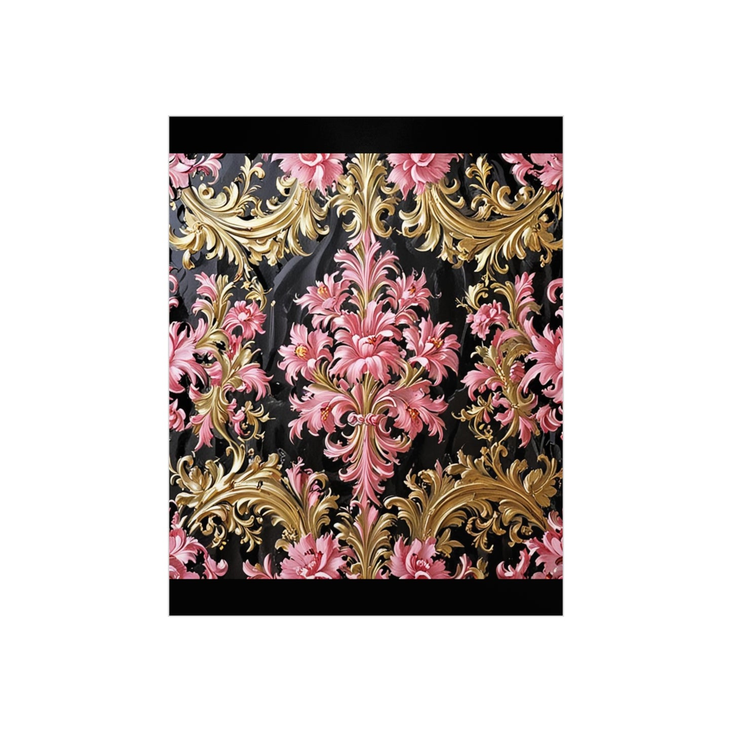 Elegant Floral Foam Board | Decorative Wall Art, Home Decor, Wedding Decor, Party Backdrop - Black & Pink Oil Painting Style Rococo