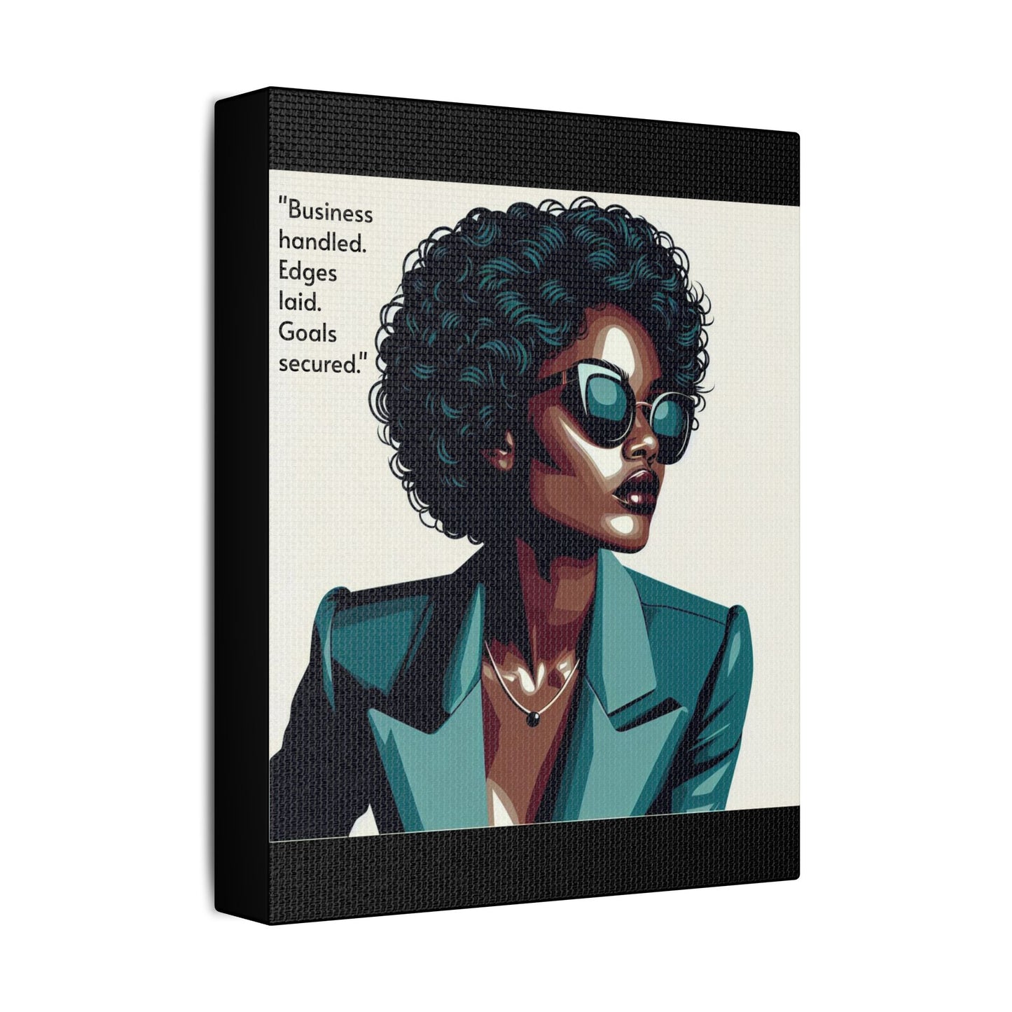 Afro Art Print Canvas, Wall Decor, Satin Stretched Canvas, African American Art, Office Decor, Home Decor - "Business handled."