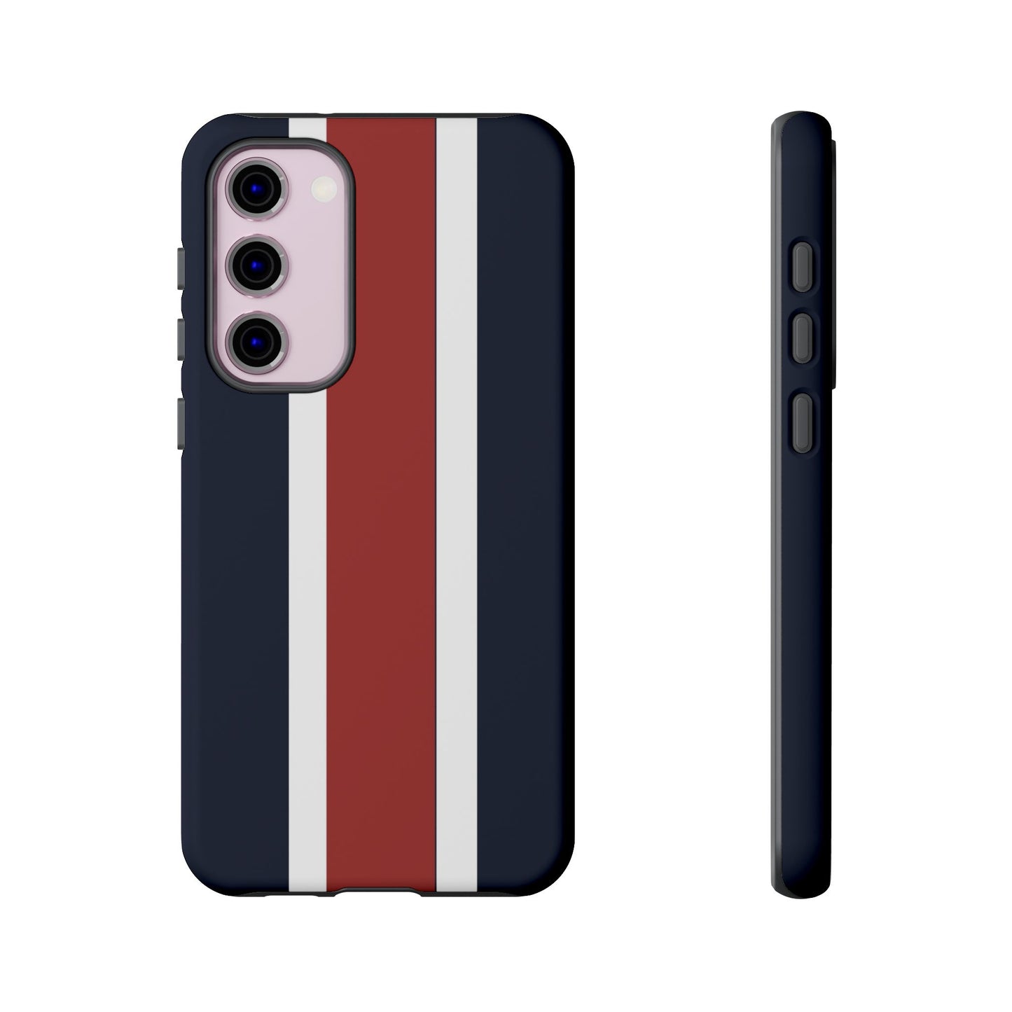 Lunar Midnight & Red-White Striped Stylish Phone Case - Tough Cases, Custom iPhone Cover, Sleek Phone Accessories, Gifts for Him/Her