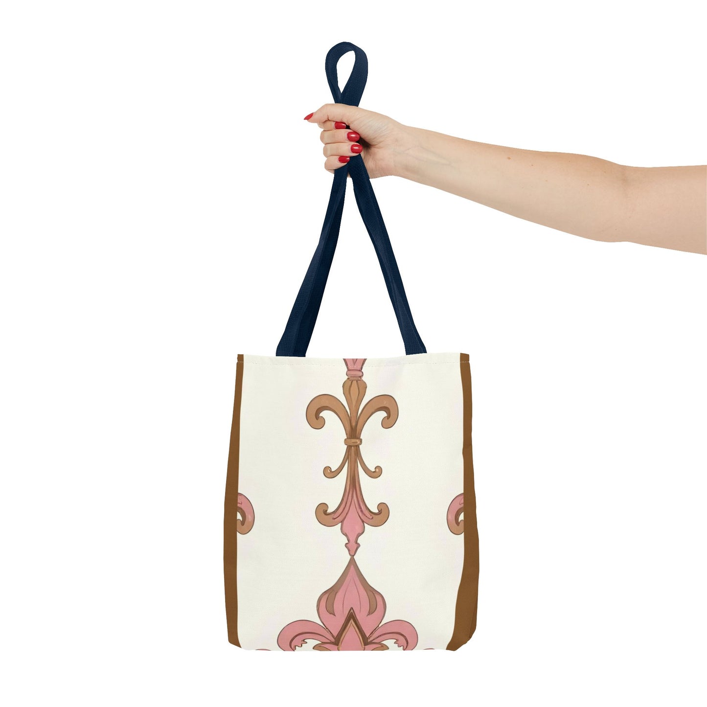 Elegant Floral Tote Bag - Perfect for Everyday Use, Shopping, Gifts, Summer Outings, and Special Occasions - Brown Striped Pink Arabesque