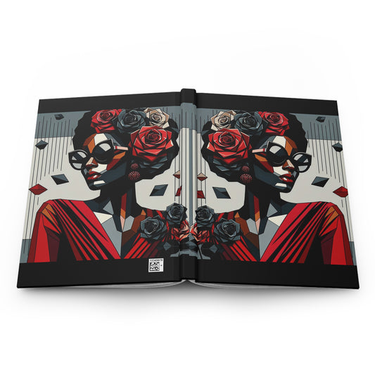Elegant Floral Hardcover Journal - Stylish Writing Notebook - Lady In Red Design