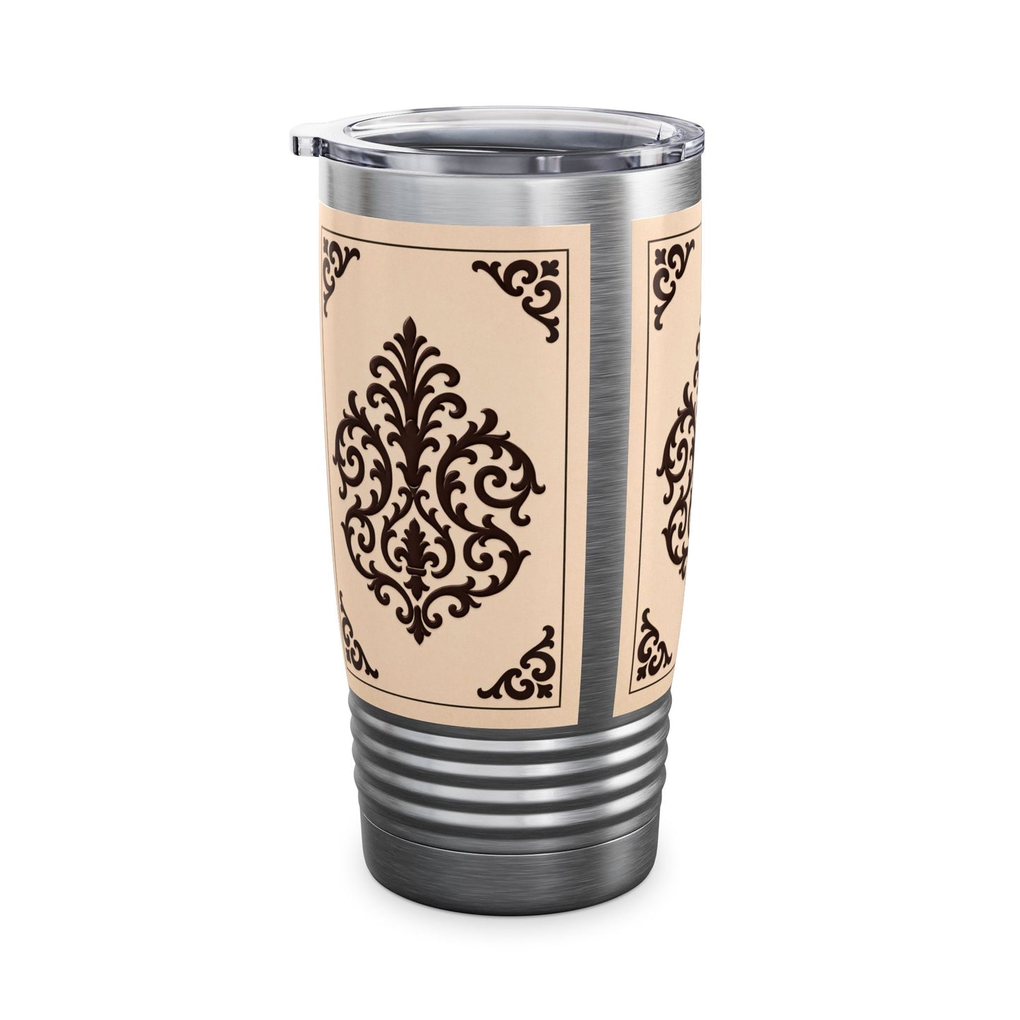 Almond-Beige & Brown Baroque 20oz Tumbler – Beige & Brown Insulated Travel Cup