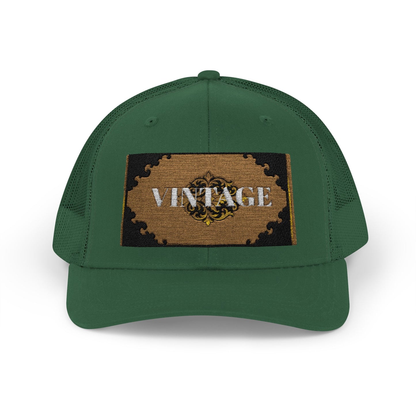 Mauve & Black-Gold Vintage Baroque Patch Trucker Cap