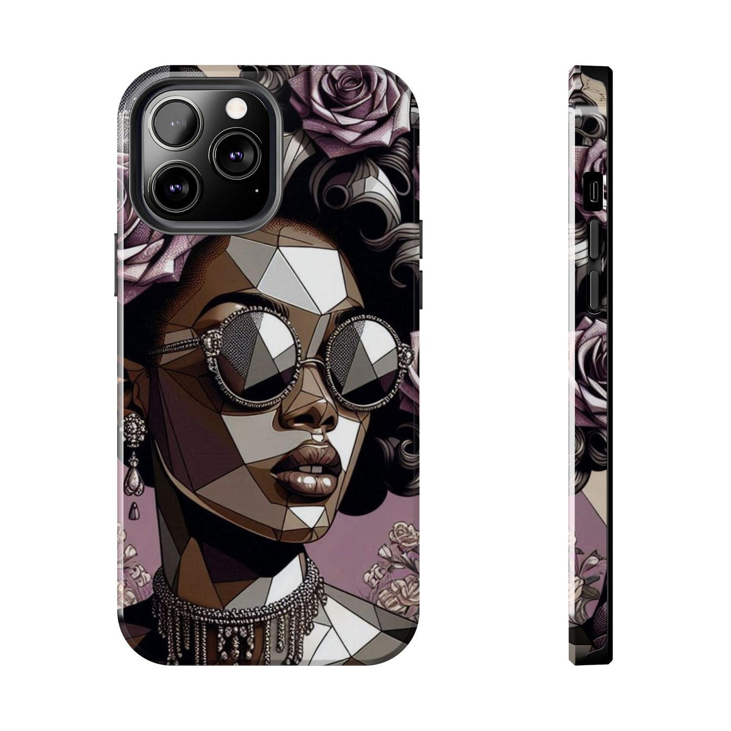 Chic Geometric Phone Case, Stylish Tough Case for Women, Unique Gift, Floral Design, Modern Accessories for Everyday Use - Lilac Baroque Lady