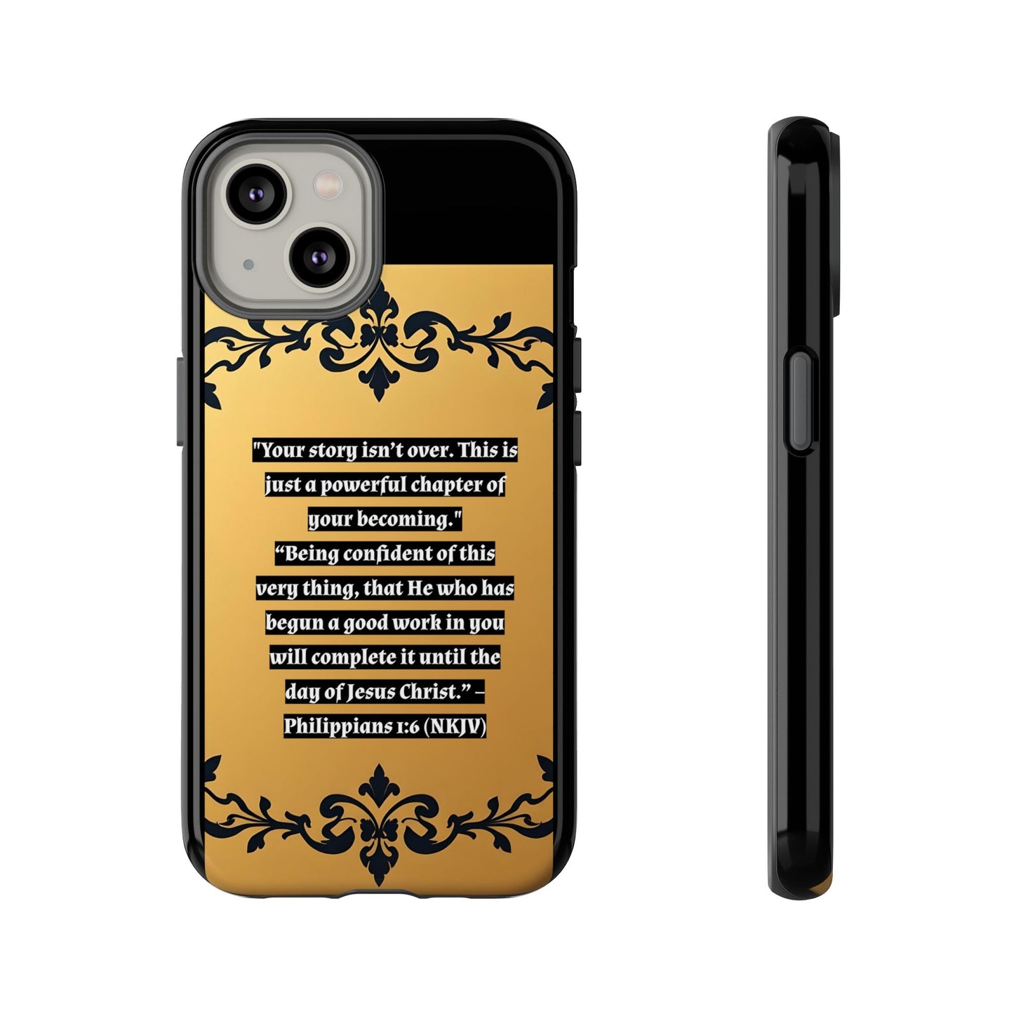 Elegant Floral Motif Phone Case - Tough Cases with Vintage Design - "Your story isn't over"