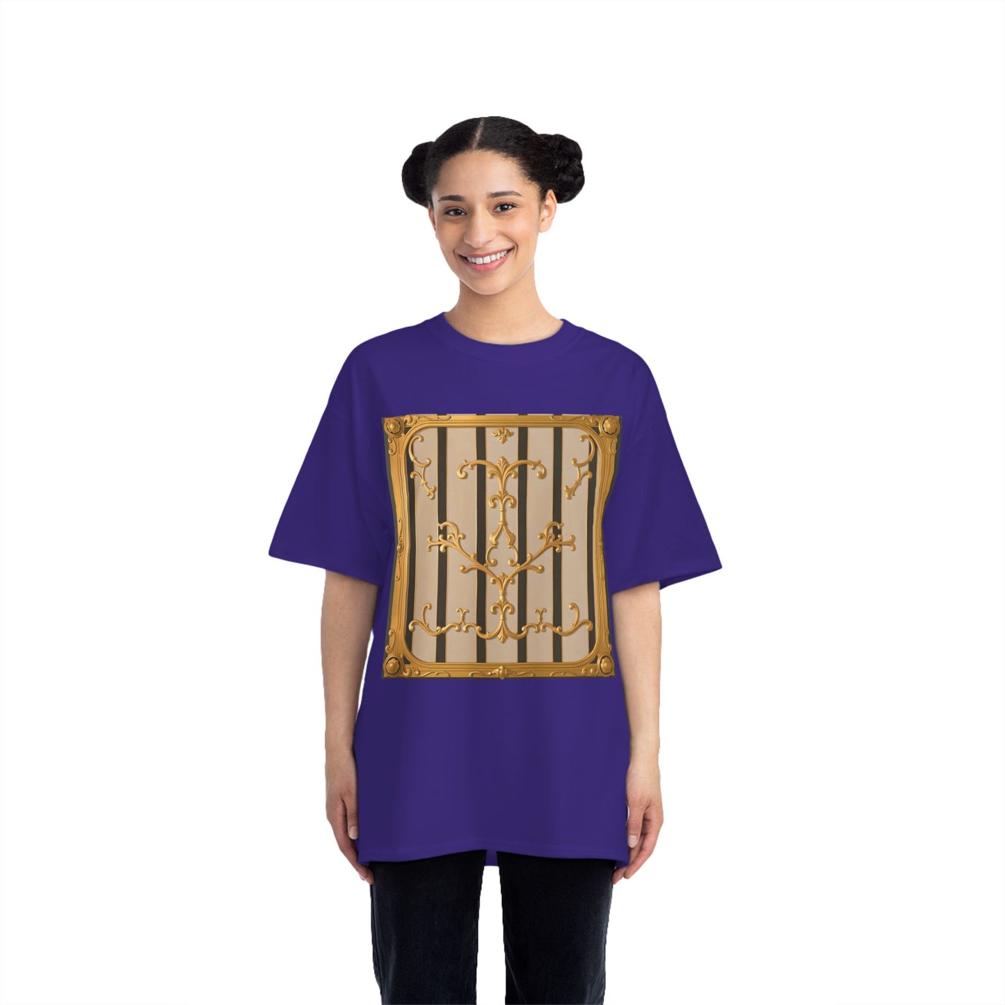 Beefy-T® Unisex Short-Sleeve T-Shirt - Beige Striped Gold Rococo