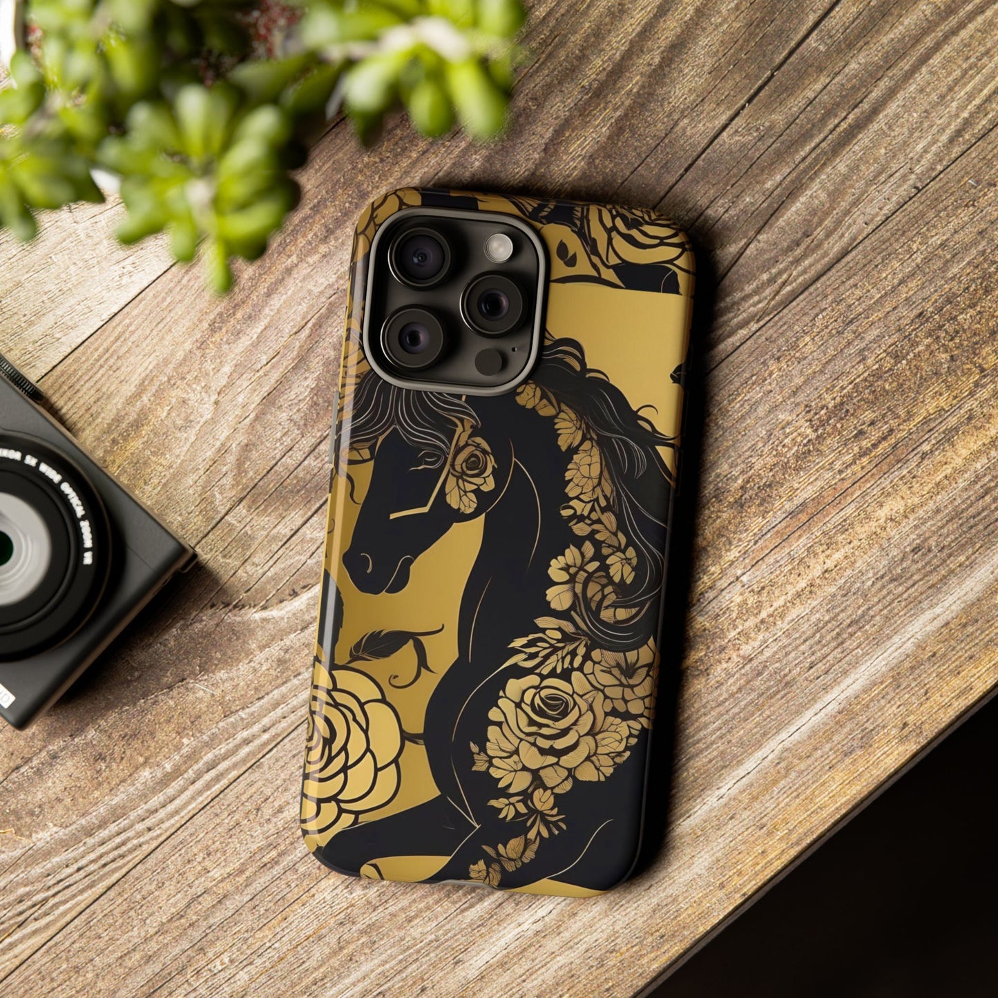 Phone Case - Elegant Horse & Roses Design