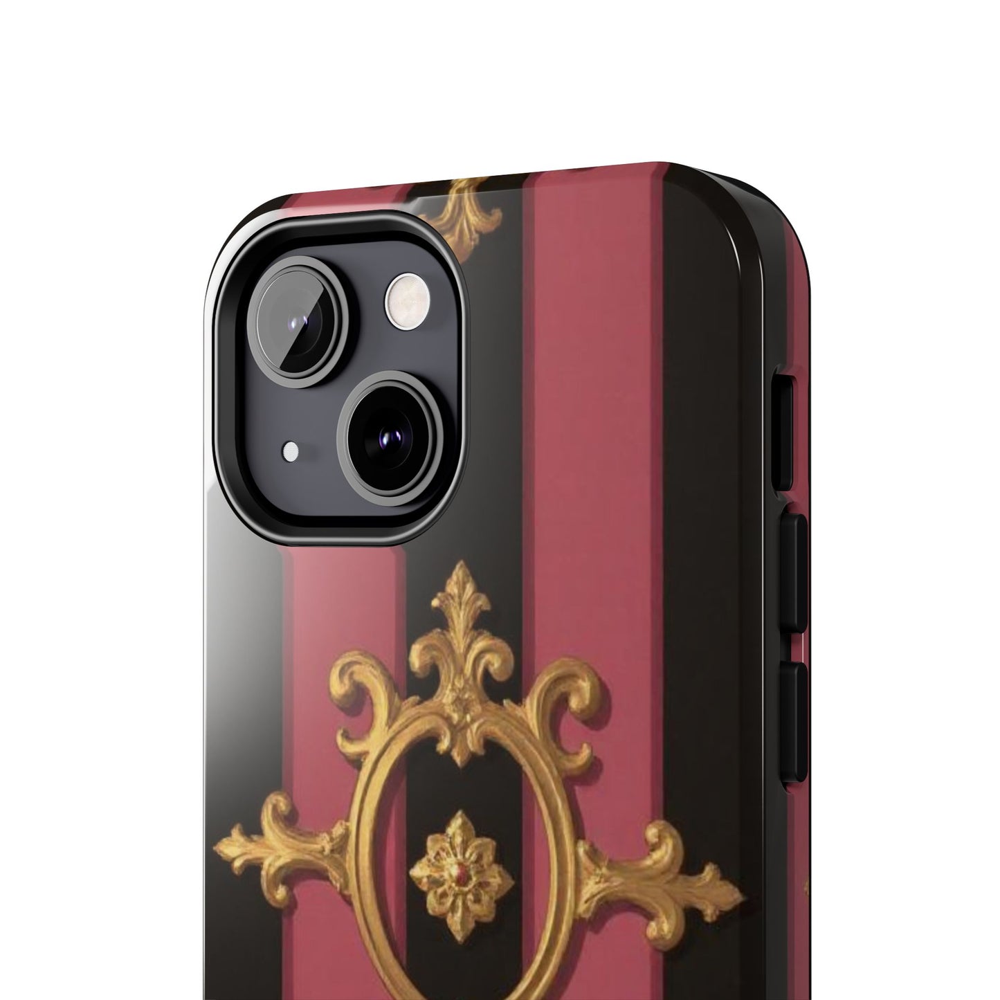 Elegant Black & Mauve Striped Gold Baroque Tough Phone Cases, Luxe Phone Covers, Fashionable Mobile Cases, Gift for Her, Holiday Phone Accessories