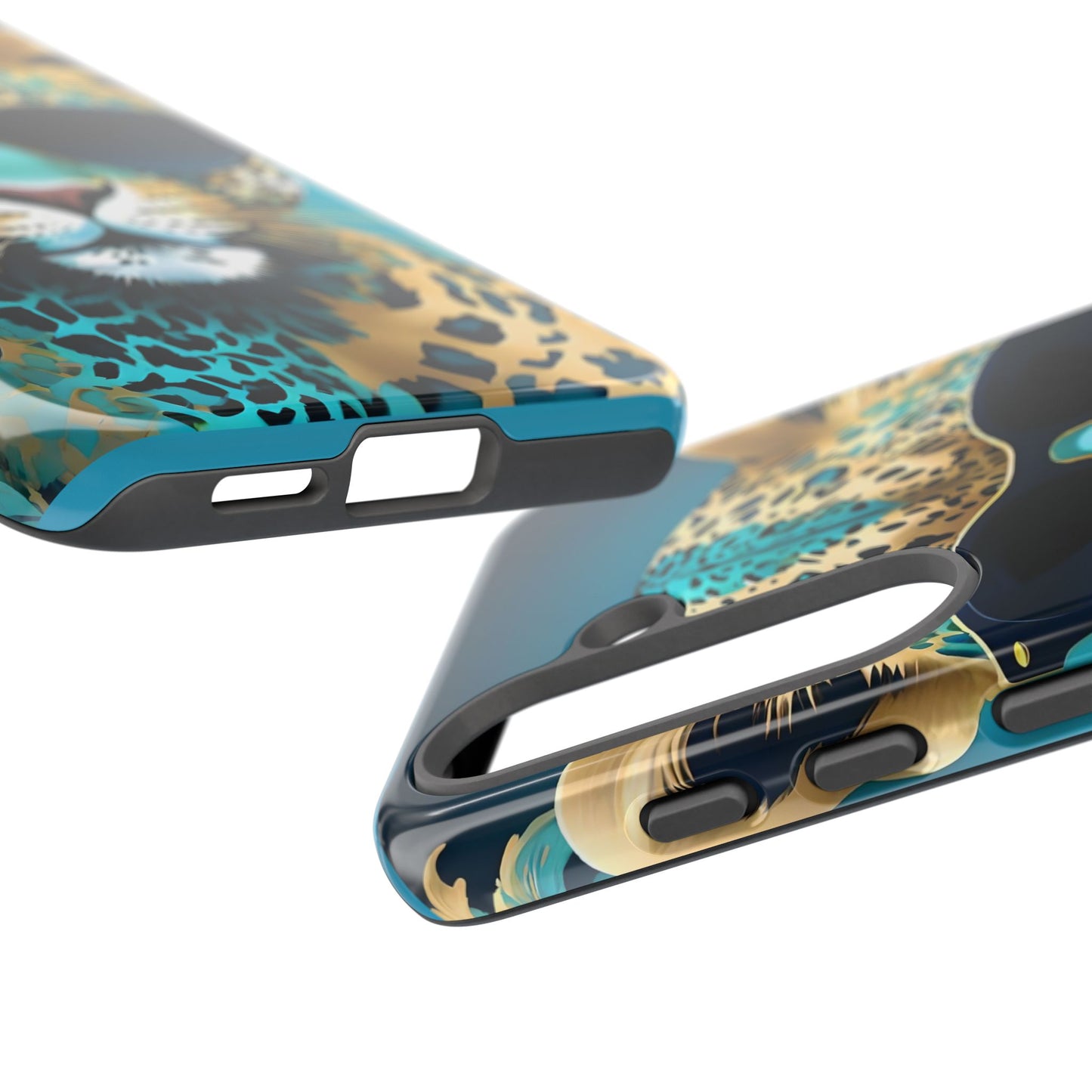 Phone Case - Aqua & Gold Leopard In Sunglasses Design