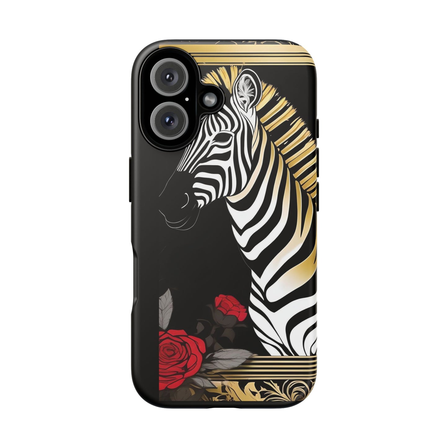 Phone Case - Elegant Zebra & Roses Design