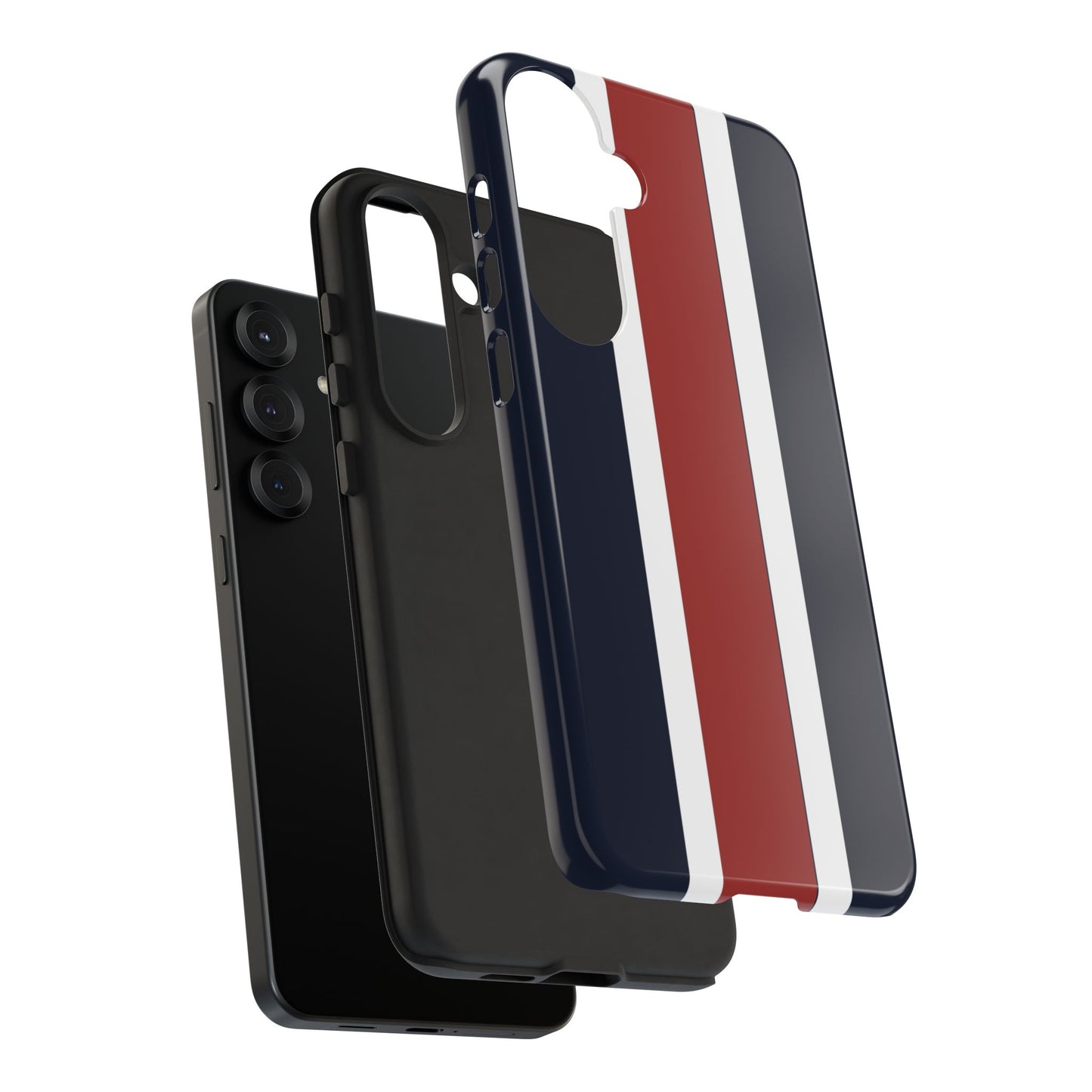 Lunar Midnight & Red-White Striped Stylish Phone Case - Tough Cases, Custom iPhone Cover, Sleek Phone Accessories, Gifts for Him/Her