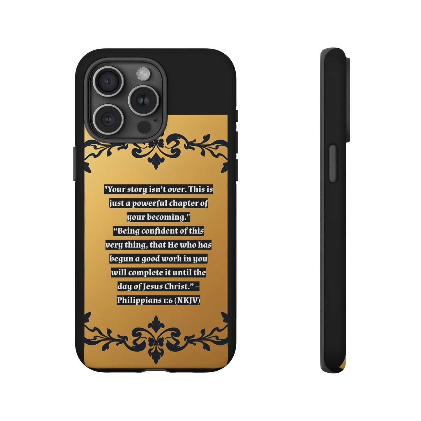 Elegant Floral Motif Phone Case - Tough Cases with Vintage Design - "Your story isn't over"