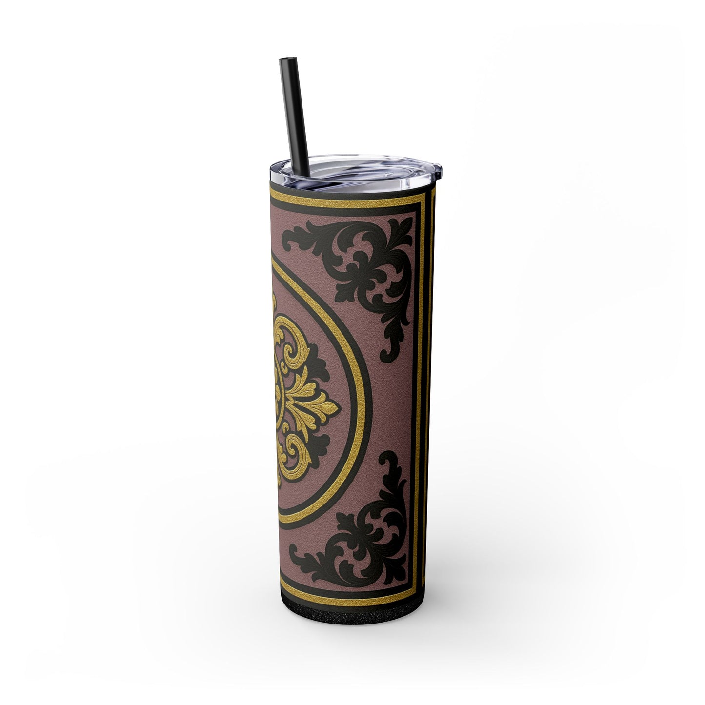 Gilded Mauve With Gold-Black Baroque Tumbler, Elegant Drinkware for Home, Travel, Gifts, Parties, Personalized Beverage Holder