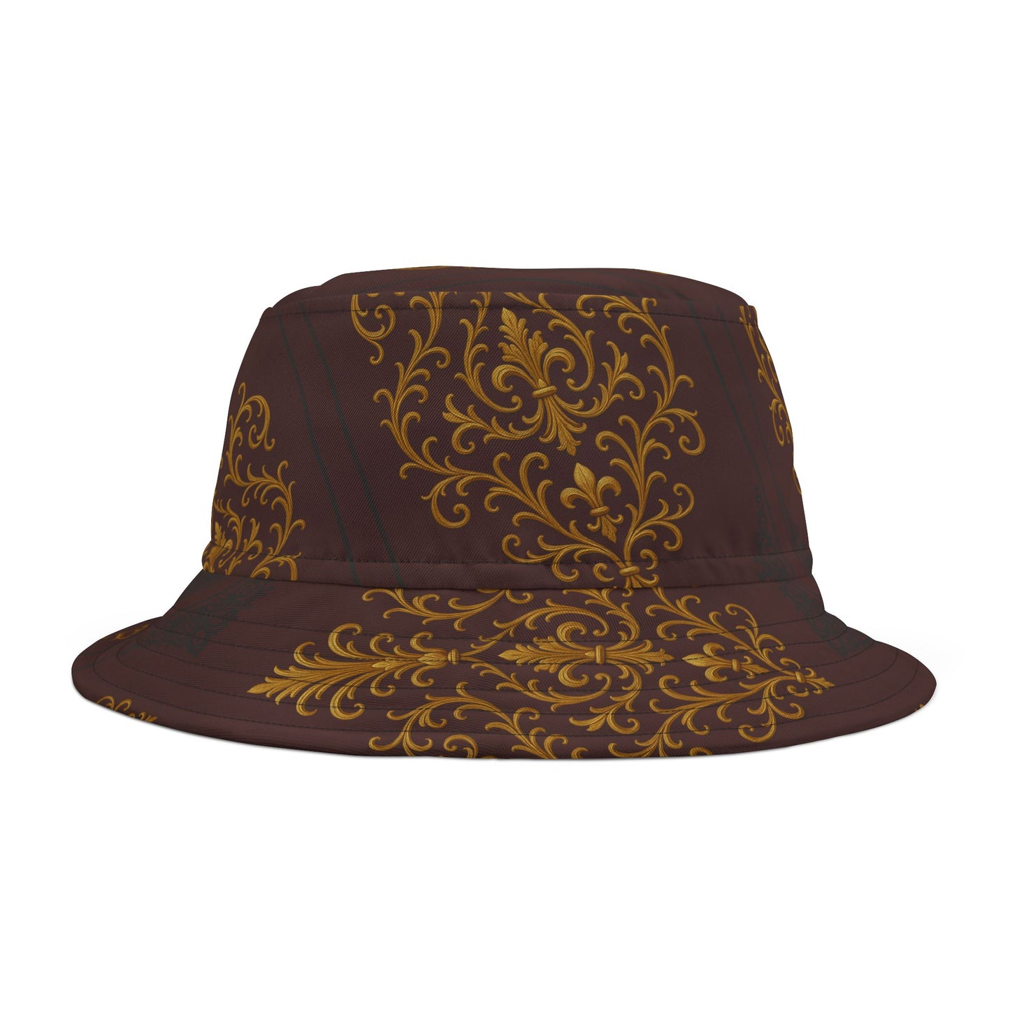 Dusk Burgundy-Black & Gold Baroque Bucket Hat – Ornate Baroque Pattern