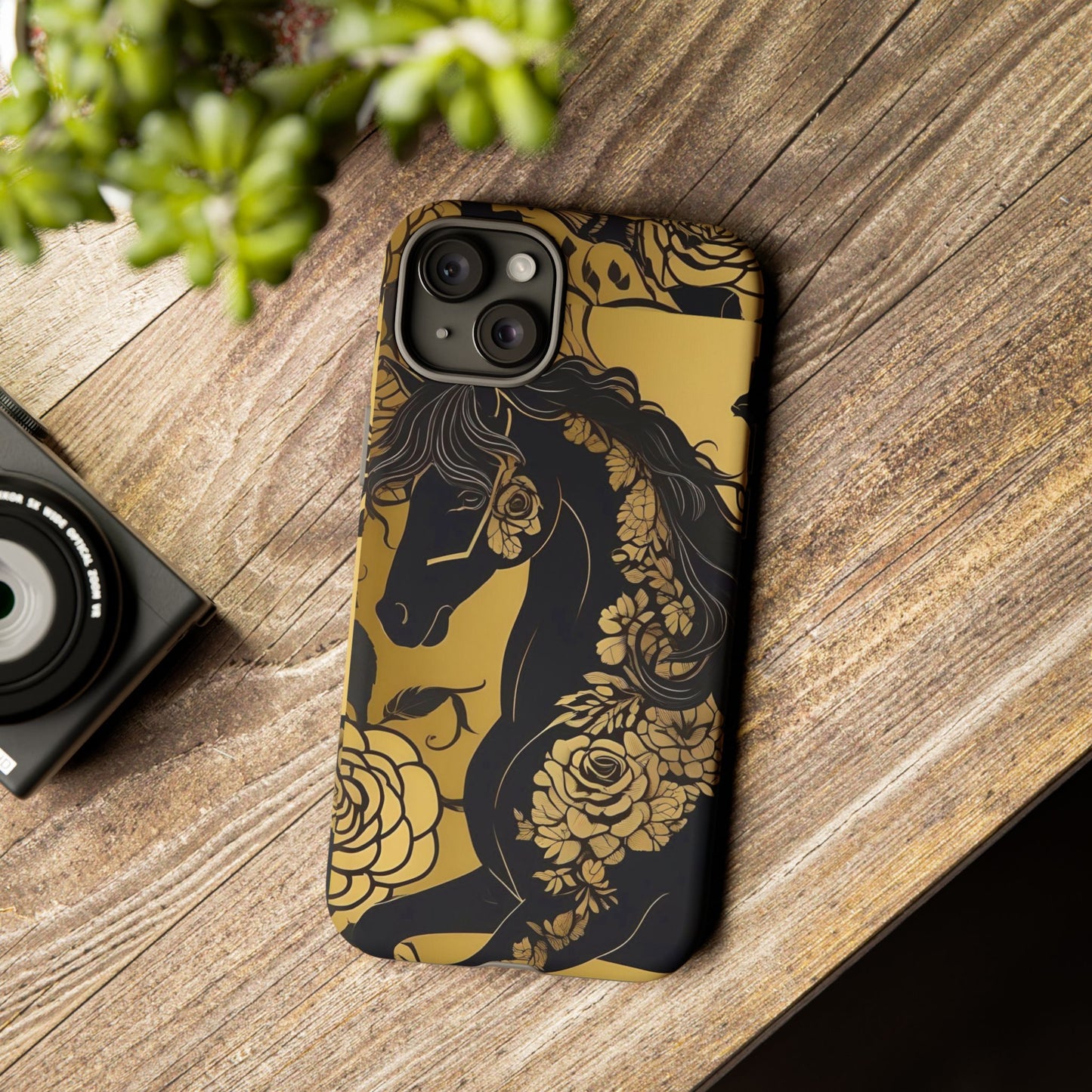 Phone Case - Elegant Horse & Roses Design