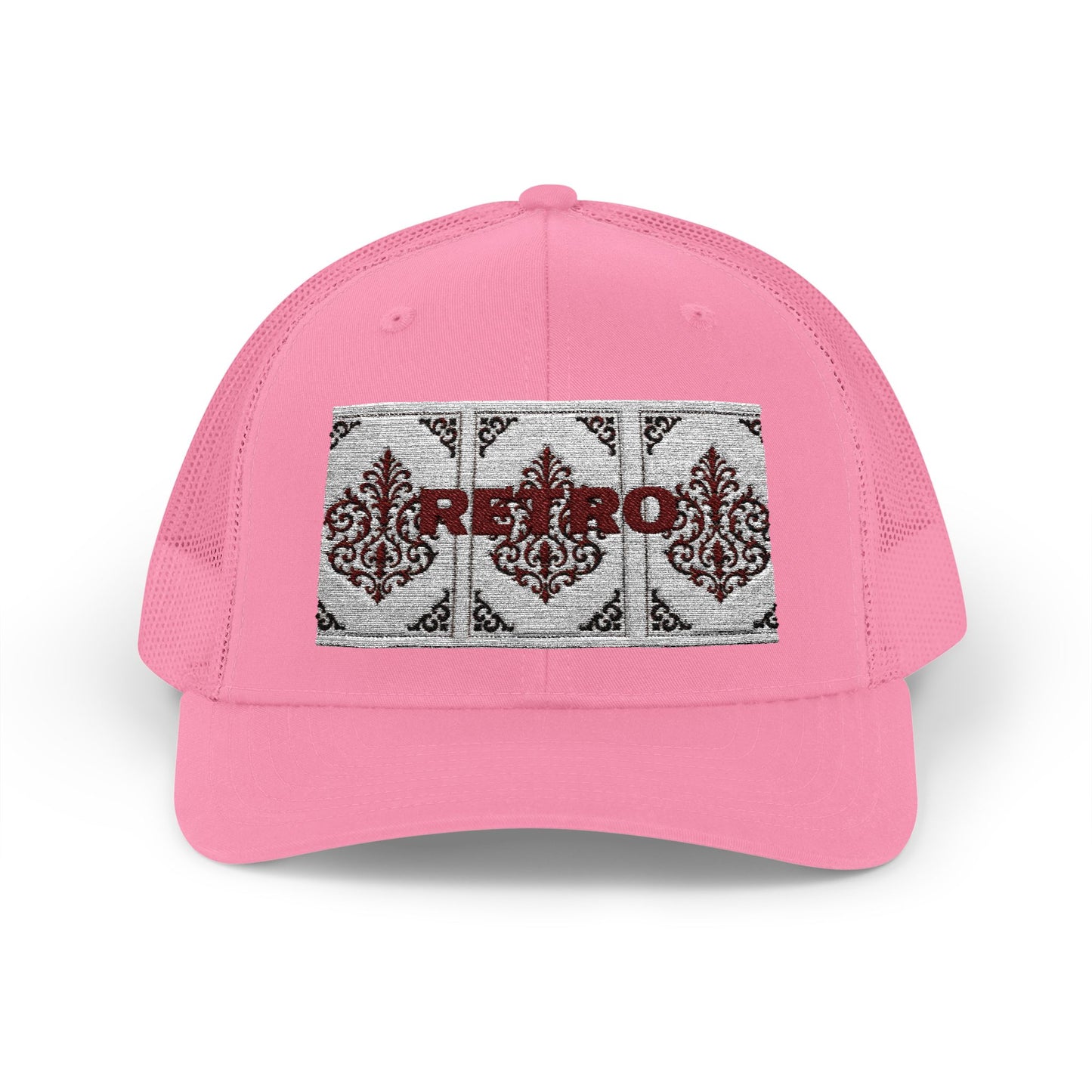 Retro Baroque Trucker Cap — Almond Beige & Brown Snapback