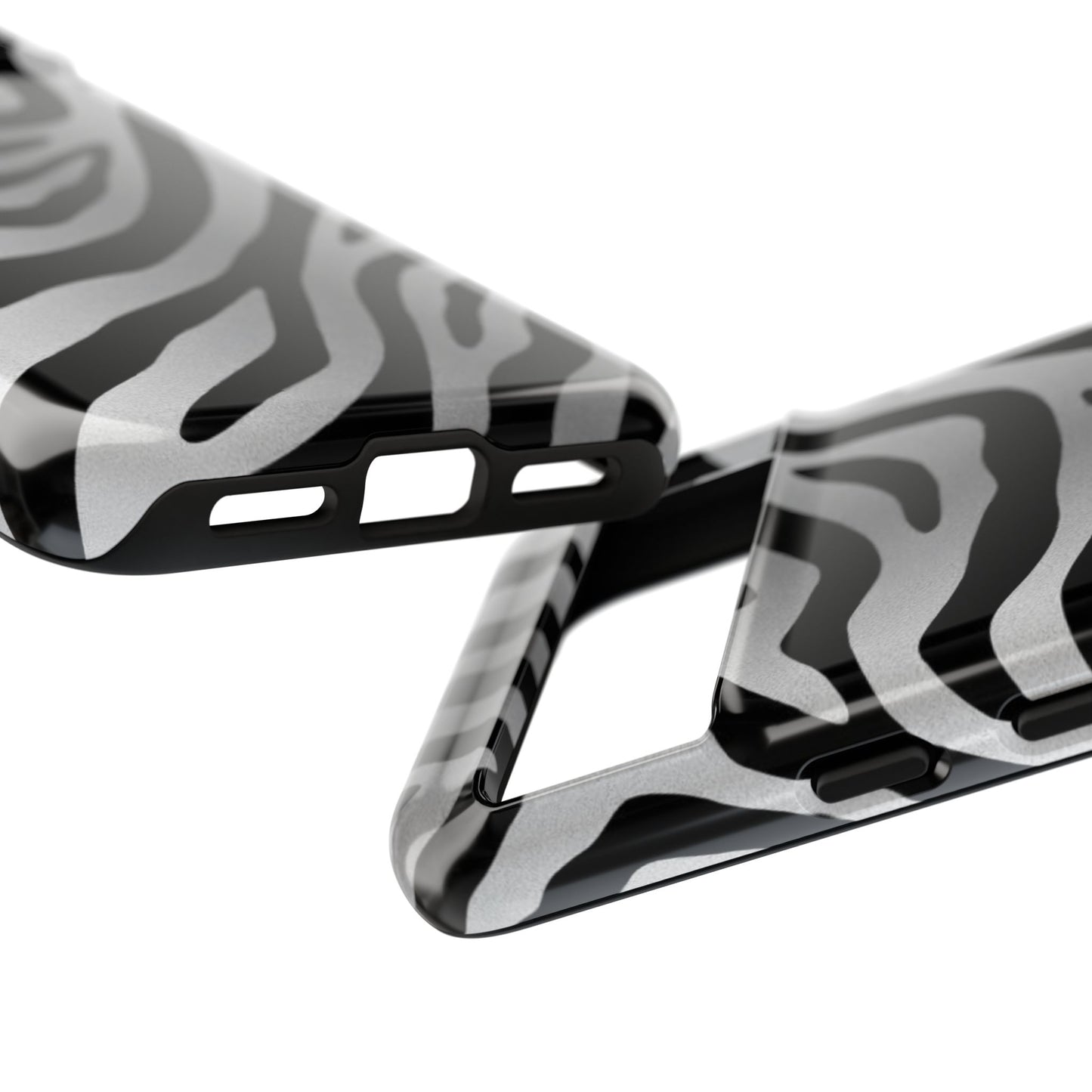 Zebra Print Tough Phone Case - Silver