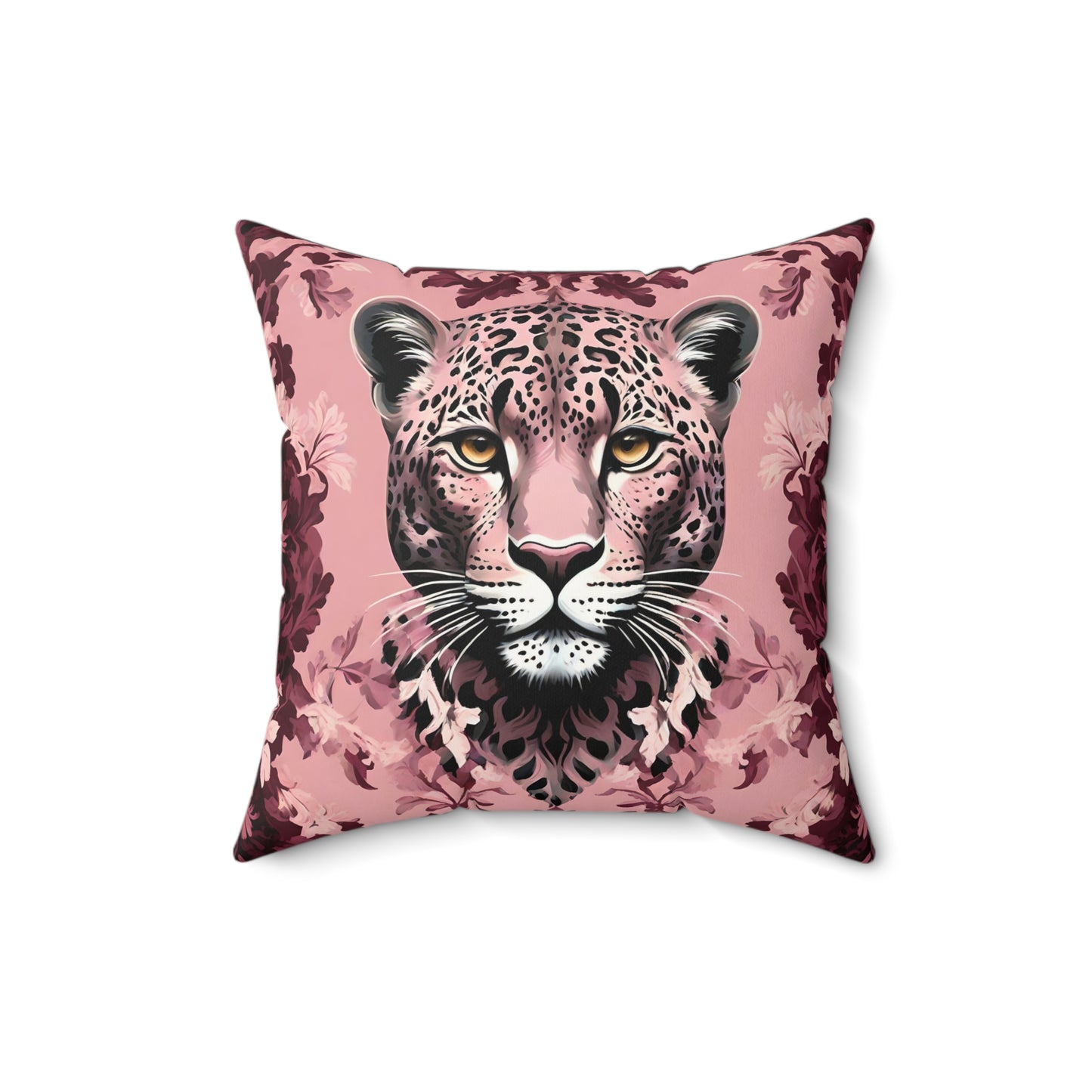 Pink Leopard Faux Suede Square Pillow - Chic Home Decor Cushion