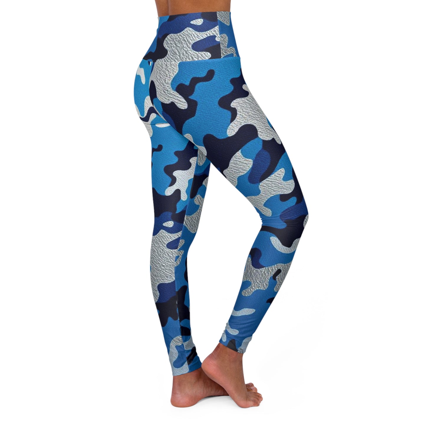 Camo High Waisted Yoga Leggings, Comfortable Activewear for Fitness, Stylish Workout Gear, Perfect for Yoga and Gym - Blue Camo