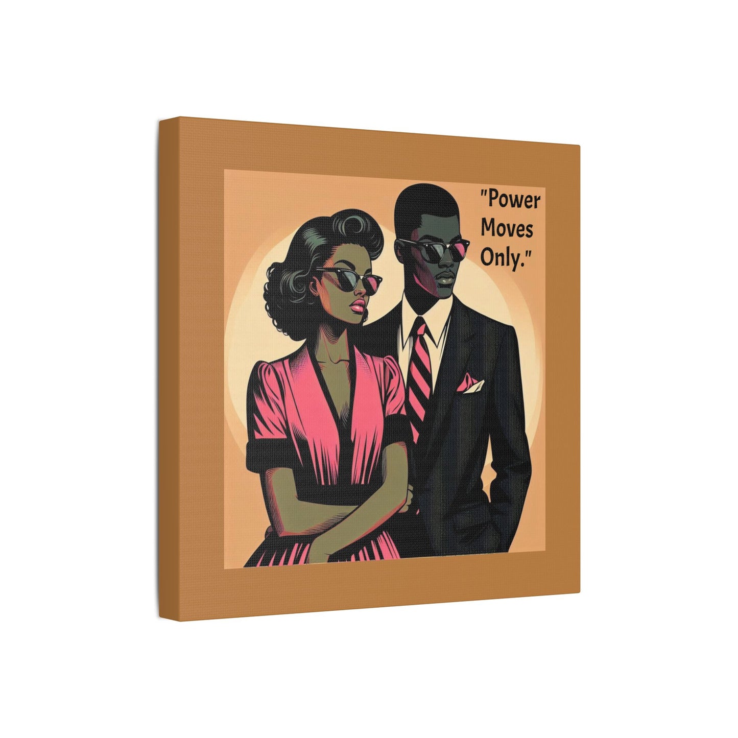 Afro Art Print Canvas, Wall Decor, Satin Stretched Canvas, African American Art, Office Decor, Home Decor - "Power Moves Only."
