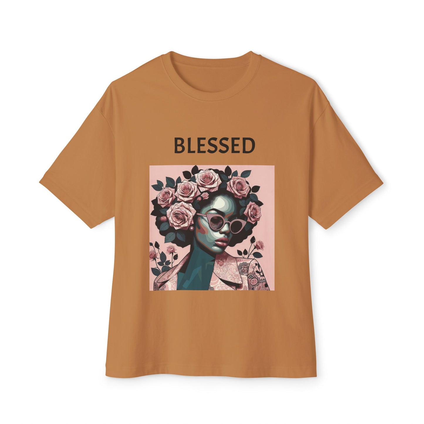Blessed Floral Oversized Tee | Unisex Fashion, Trendy Streetwear, Gift Idea, Spiritual Apparel, Chill Vibe Shirt - Black Lettering