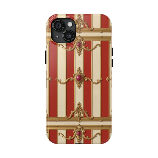 Elegant Alabaster & Dusk Orange Striped Baroque Tough Phone Case - Stylish Protection for Your Device