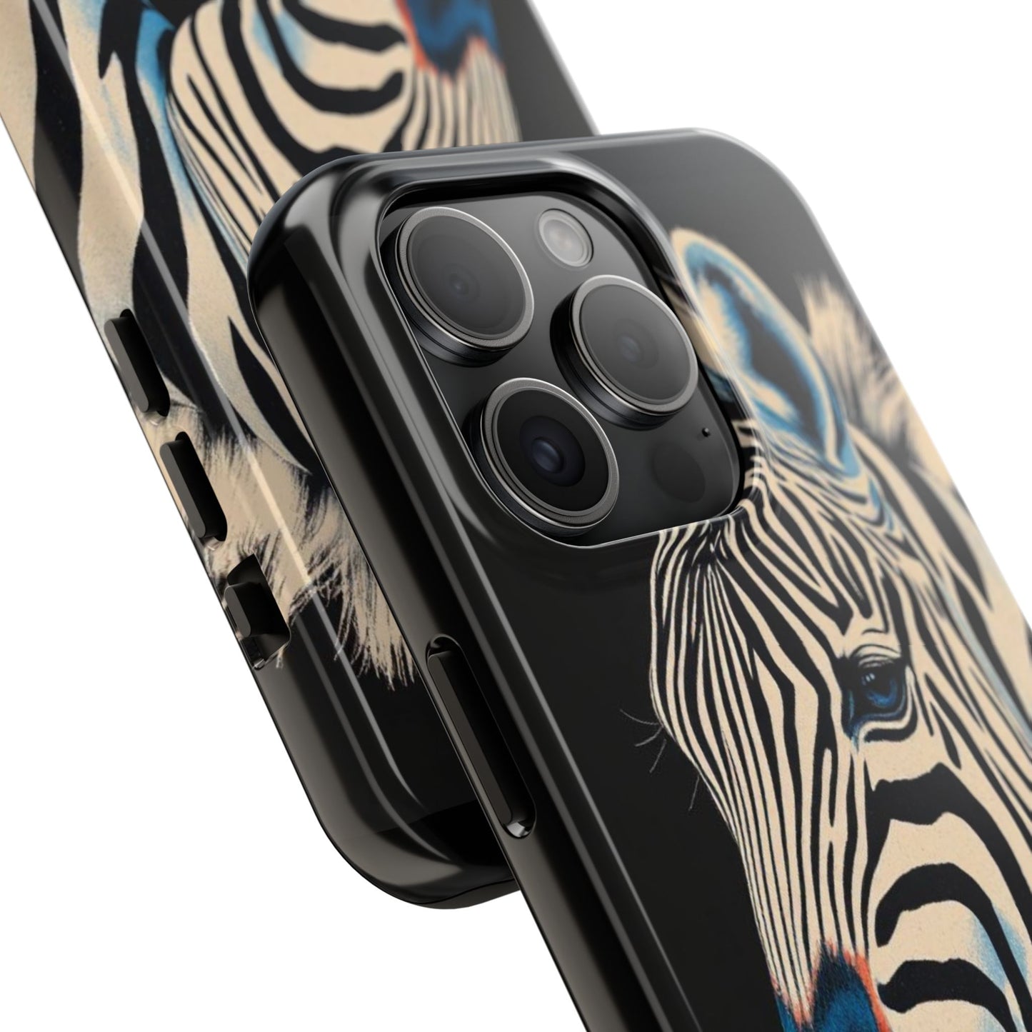 Zebra Tough Phone Case - Trendy Floral Design for Animal Lovers - Blue Zebra & Roses