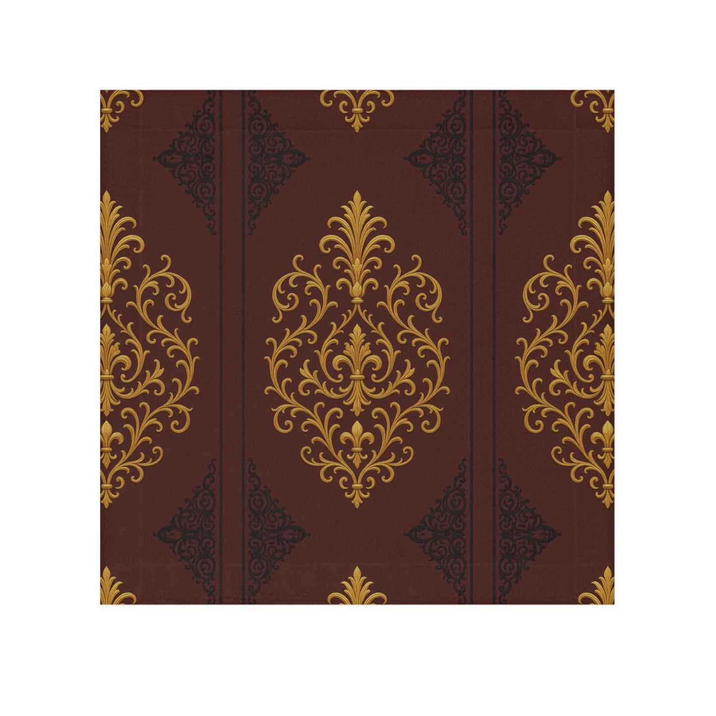 Dusk Burgundy-Black & Gold Baroque Face Towel — Burgundy & Gold Decorative Pattern