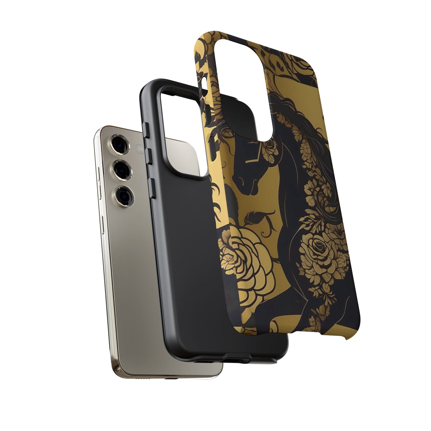 Phone Case - Elegant Horse & Roses Design