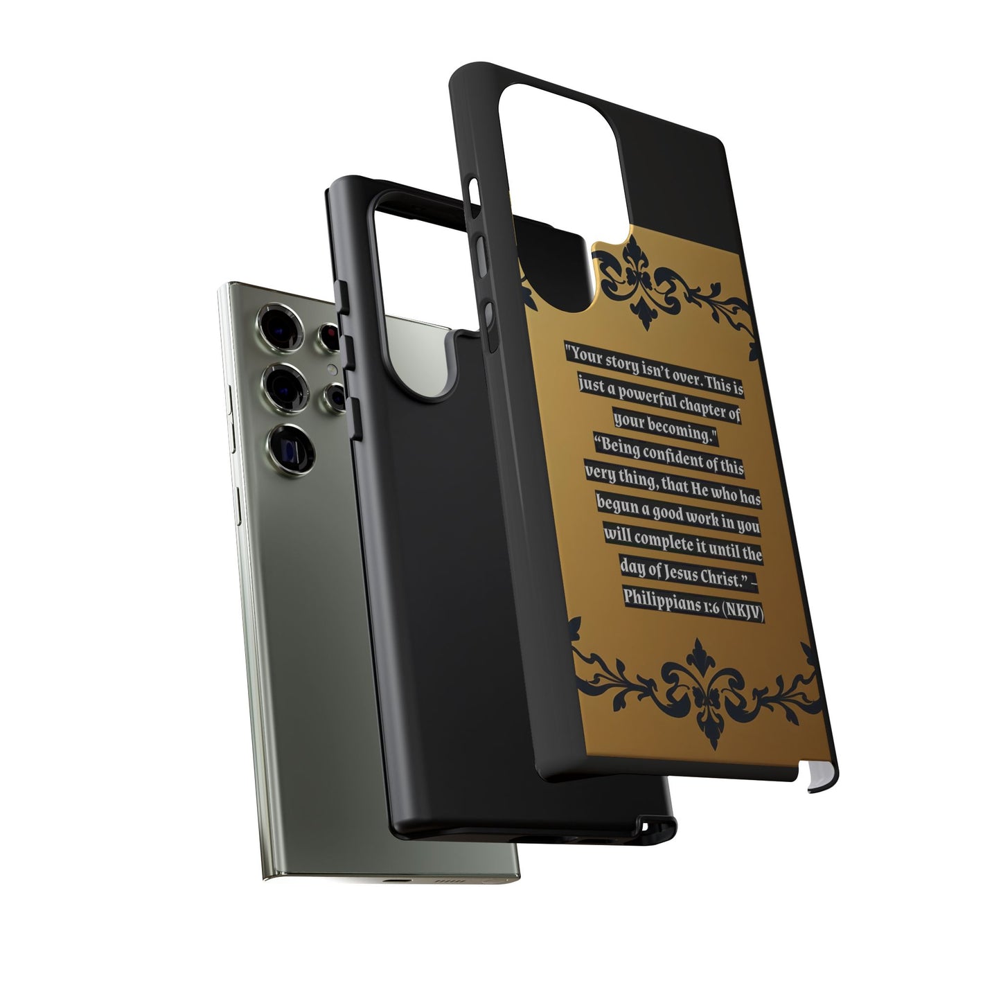 Elegant Floral Motif Phone Case - Tough Cases with Vintage Design - "Your story isn't over"
