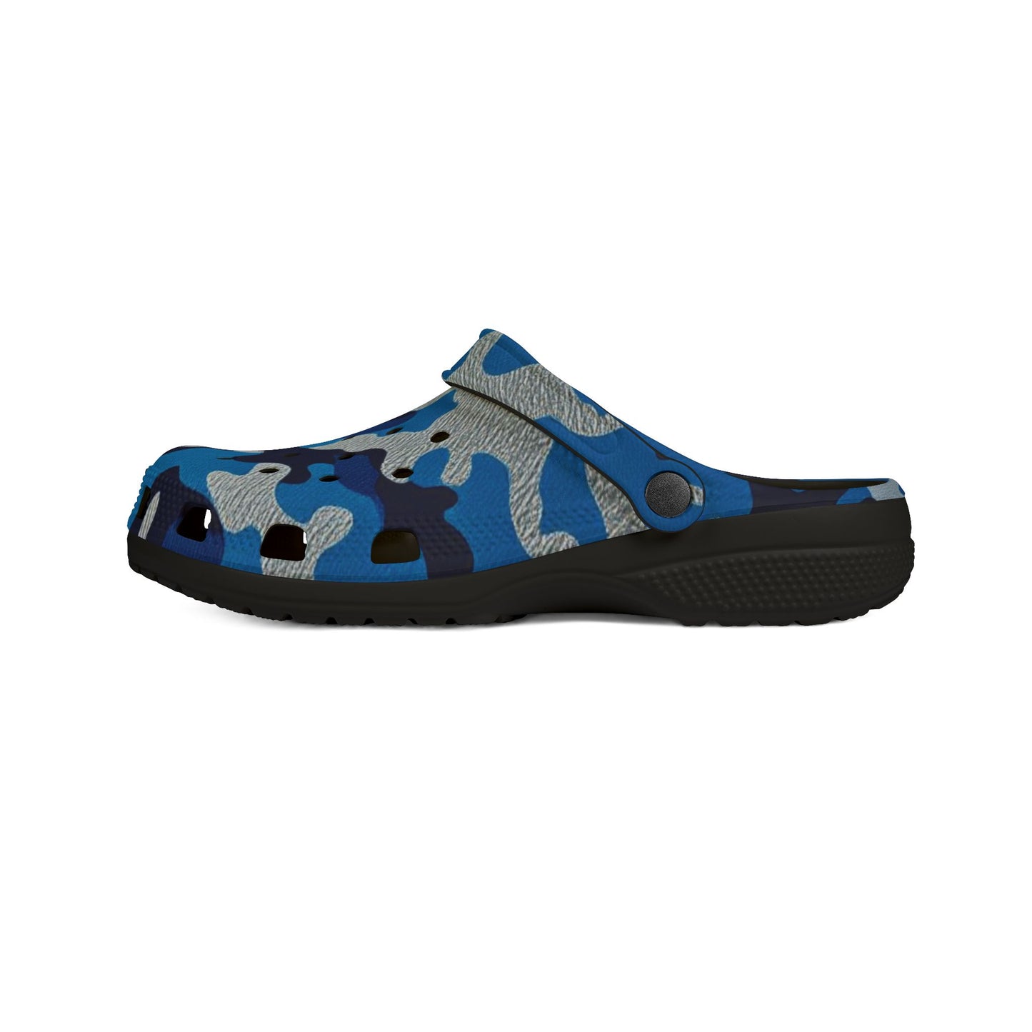 Stylish EVA Foam Shoes in Camo Design - Comfortable Slip-On Footwear, Unisex Garden Shoes - Blue Camo