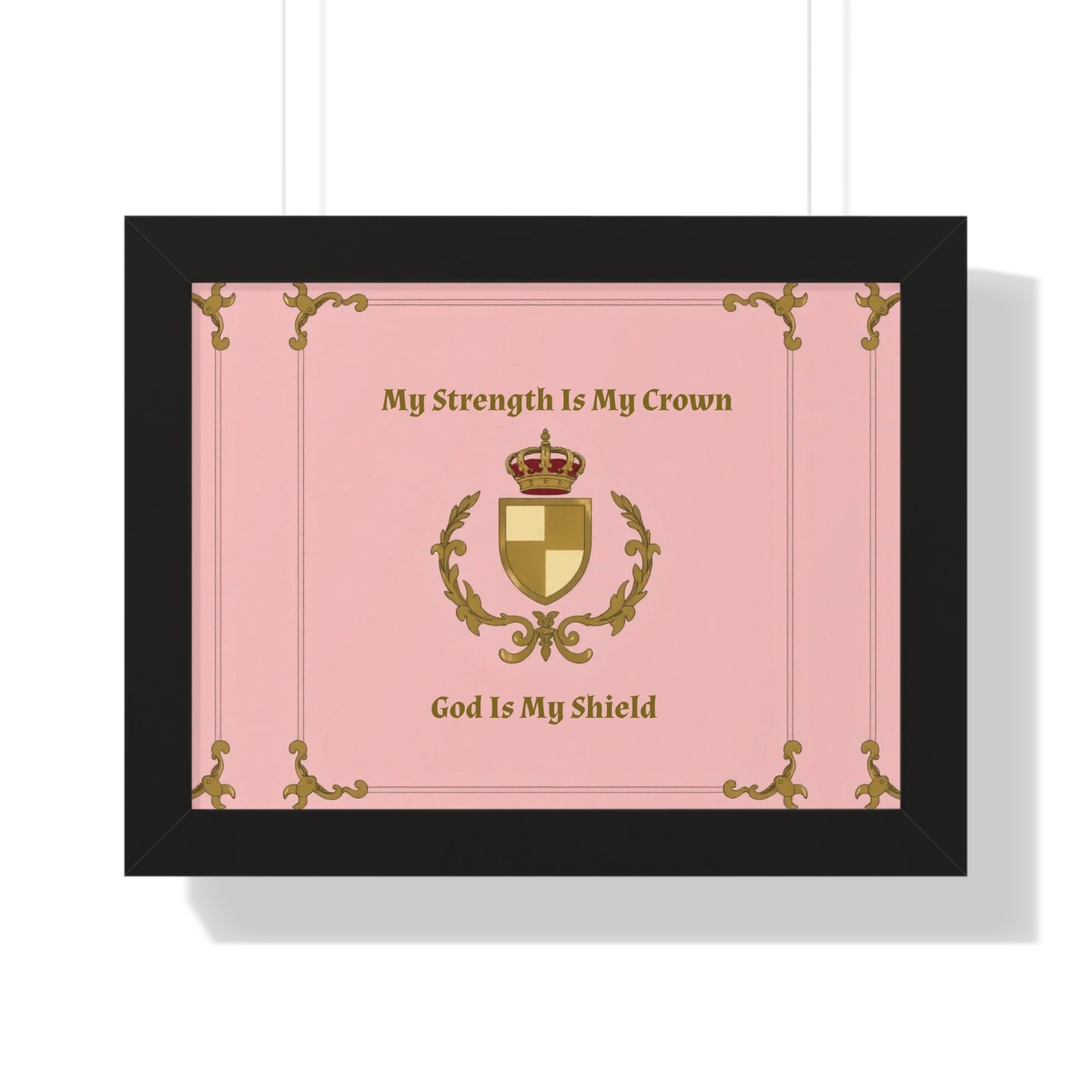 Crest & Crown Spiritual Quote Empowering Framed Poster, Inspirational Wall Art, Crown Design, Home Decor, Motivational Gift, Bible Verse Decoration