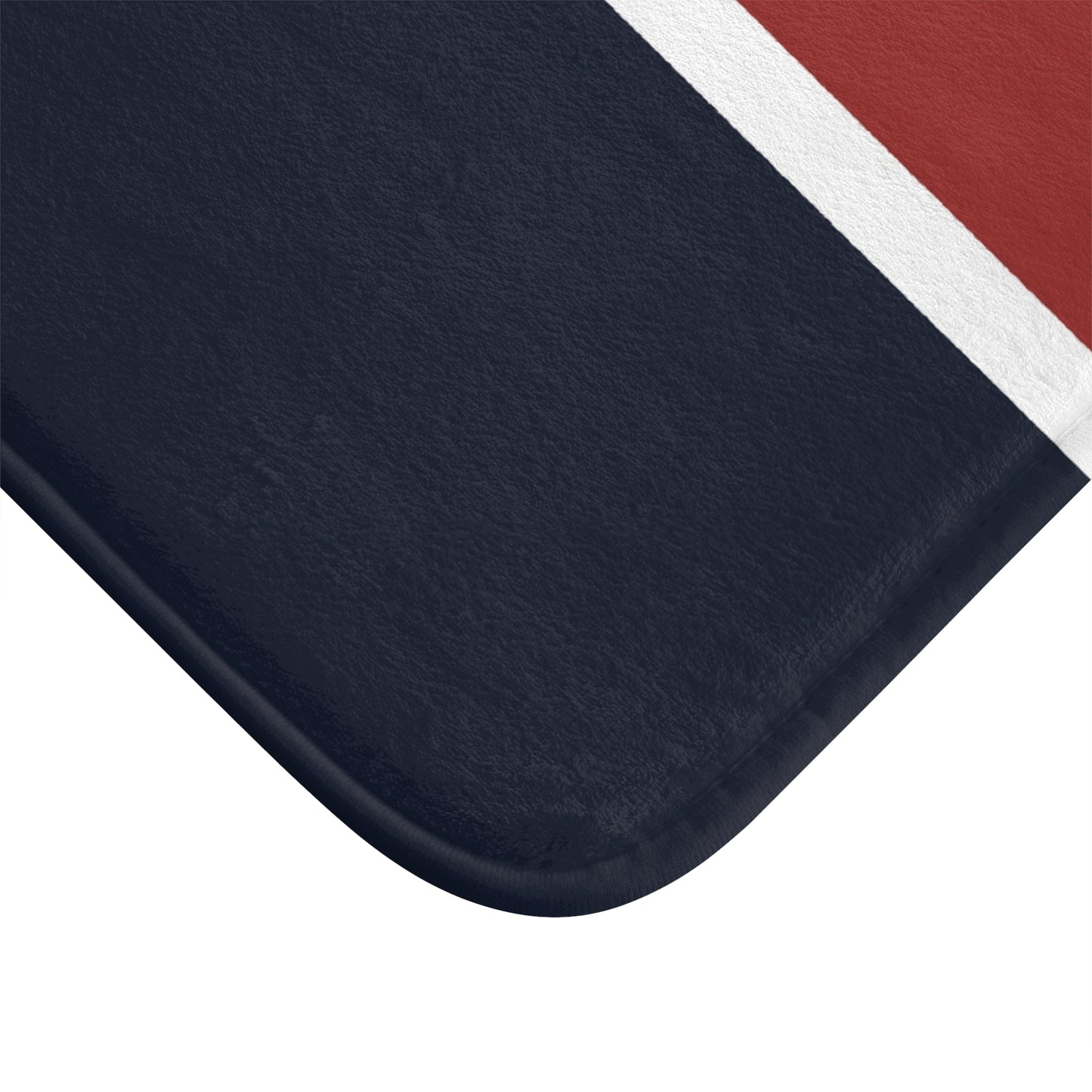 Lunar Midnight & Red-White Striped Bath Mat – Cozy Bathroom Decor, Gift for Housewarming, Modern Bath Rug, Beach Theme Accessory, Stylish Home