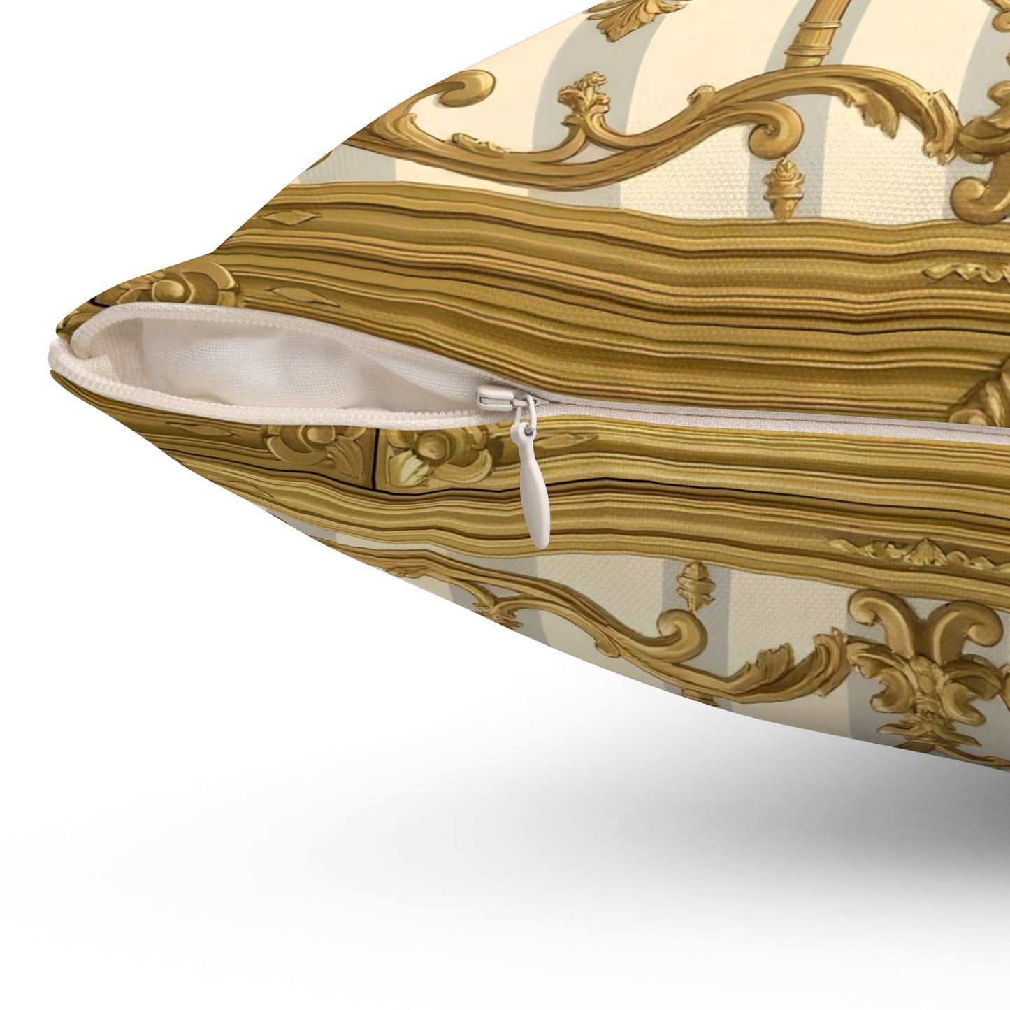 Elegant Gold Pattern Pillow, Luxury Home Decor, Throw Pillow, Couch Cushion, Perfect Gift, Wedding Decor - Matte Gray & Cream Striped Gold Baroque