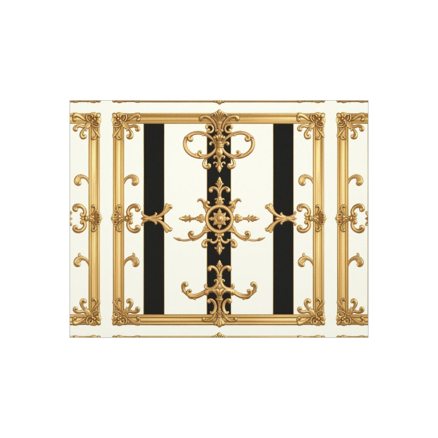 Elegant Foam Board Wall Art, Decorative Display, Home Decor, Office Decor, Visual Boards, Art Displays - Black & White Striped Gold Baroque
