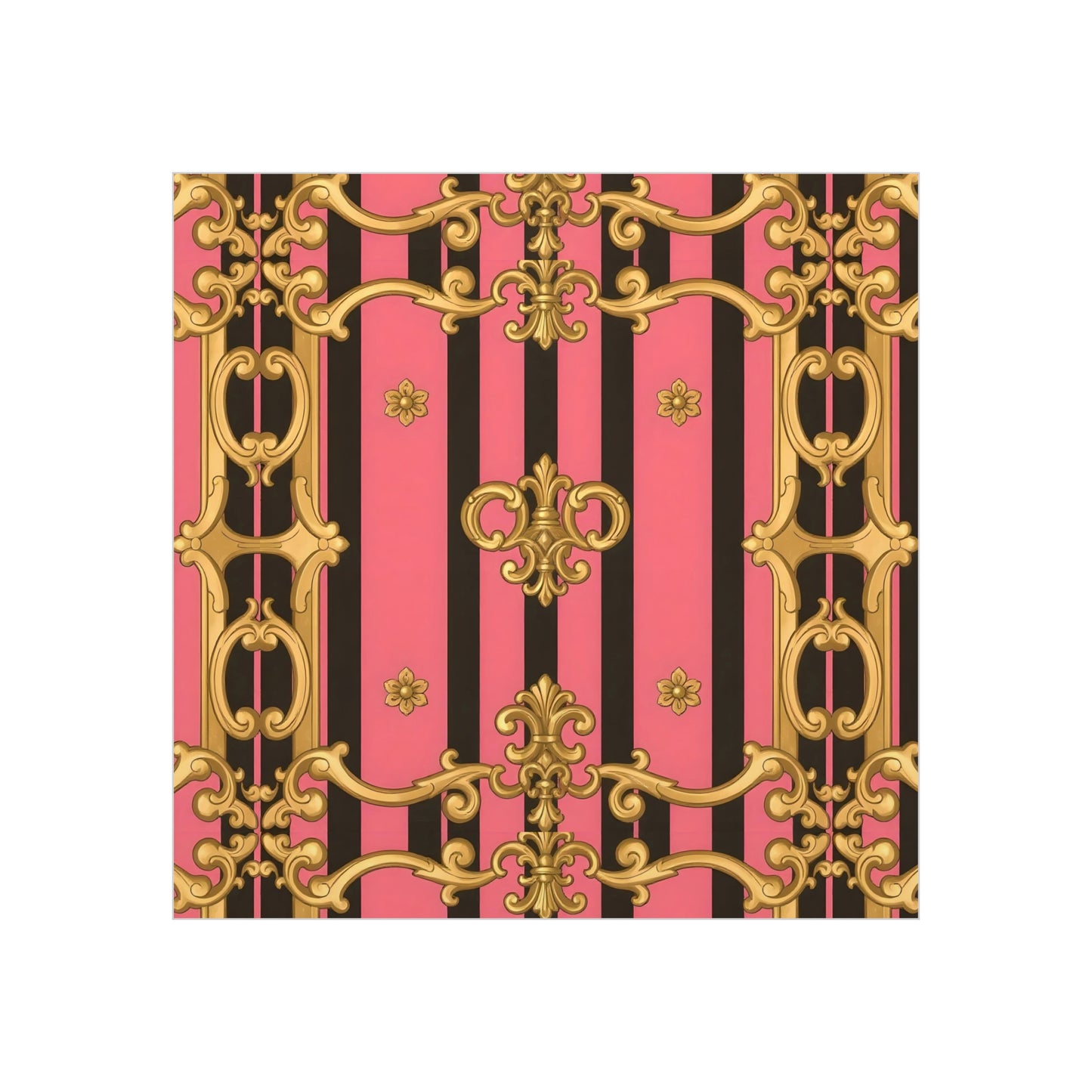 Elegant Decorative Foam Board - Chic Wall Decor, Glam Home Art, Stylish Backdrop, Gift for Her - Pink & Black Striped Gold Baroque