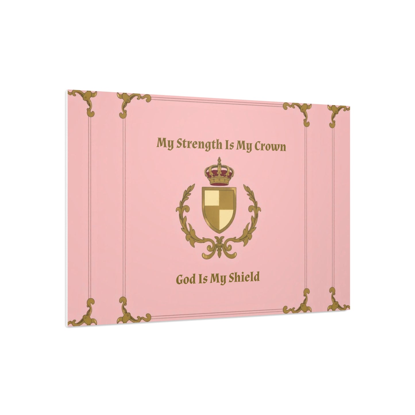 Crest & Crown Spiritual Quote Wall Art, Motivational Decor, Foam Board Print, Home Accent, Gift for Friends, Pink Crown Design