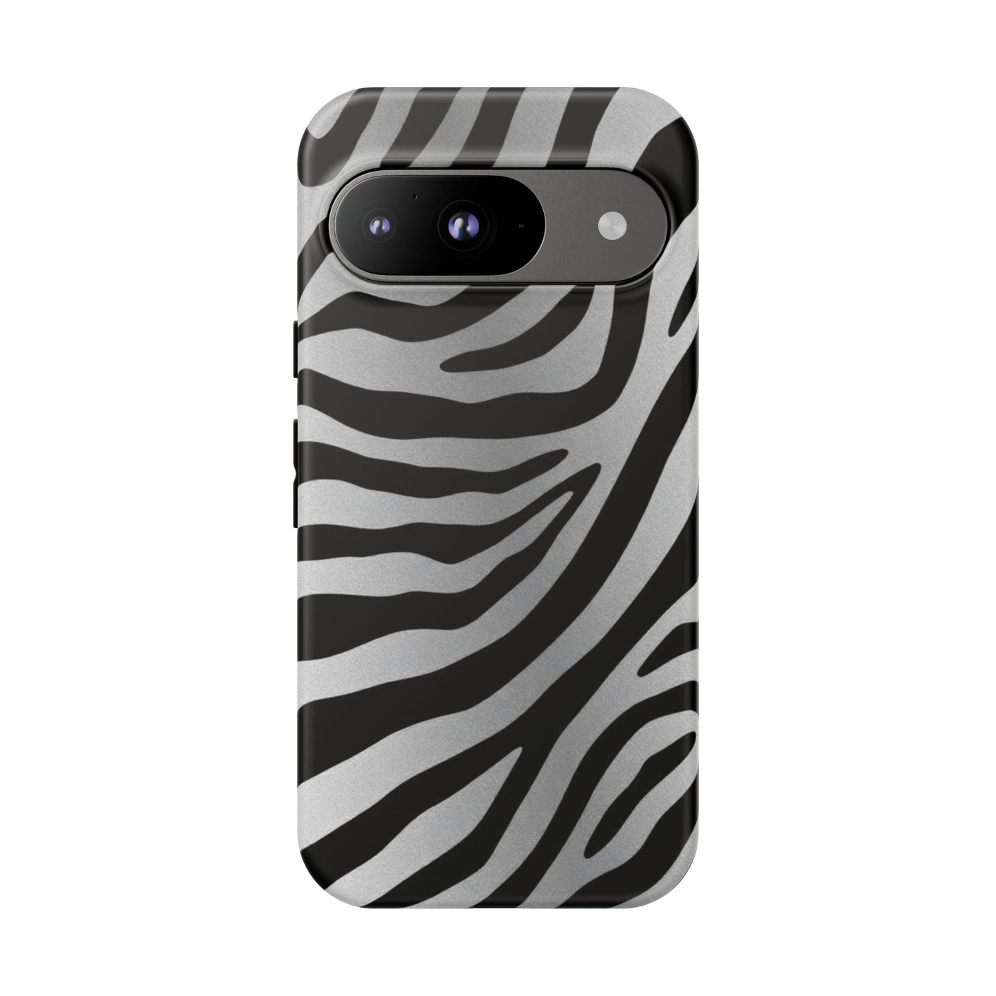Zebra Print Tough Phone Case - Silver