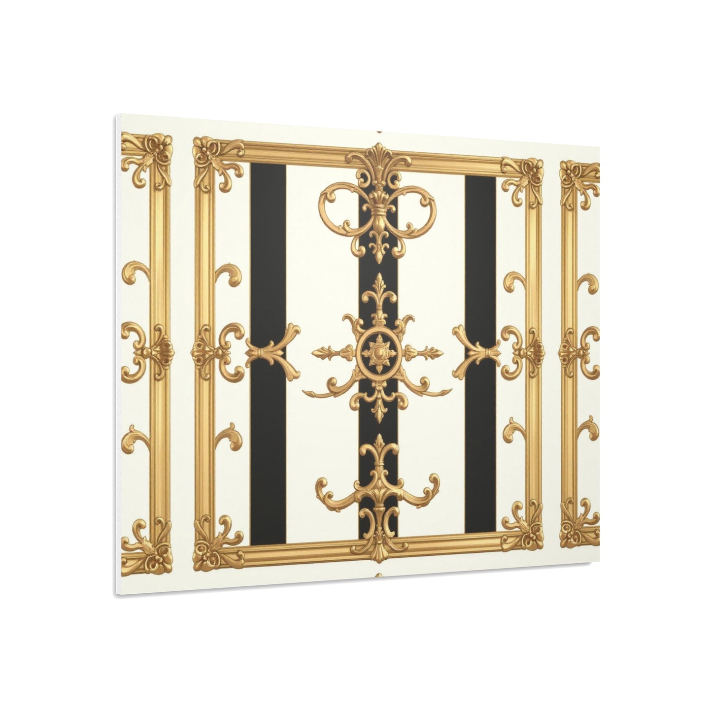 Elegant Foam Board Wall Art, Decorative Display, Home Decor, Office Decor, Visual Boards, Art Displays - Black & White Striped Gold Baroque
