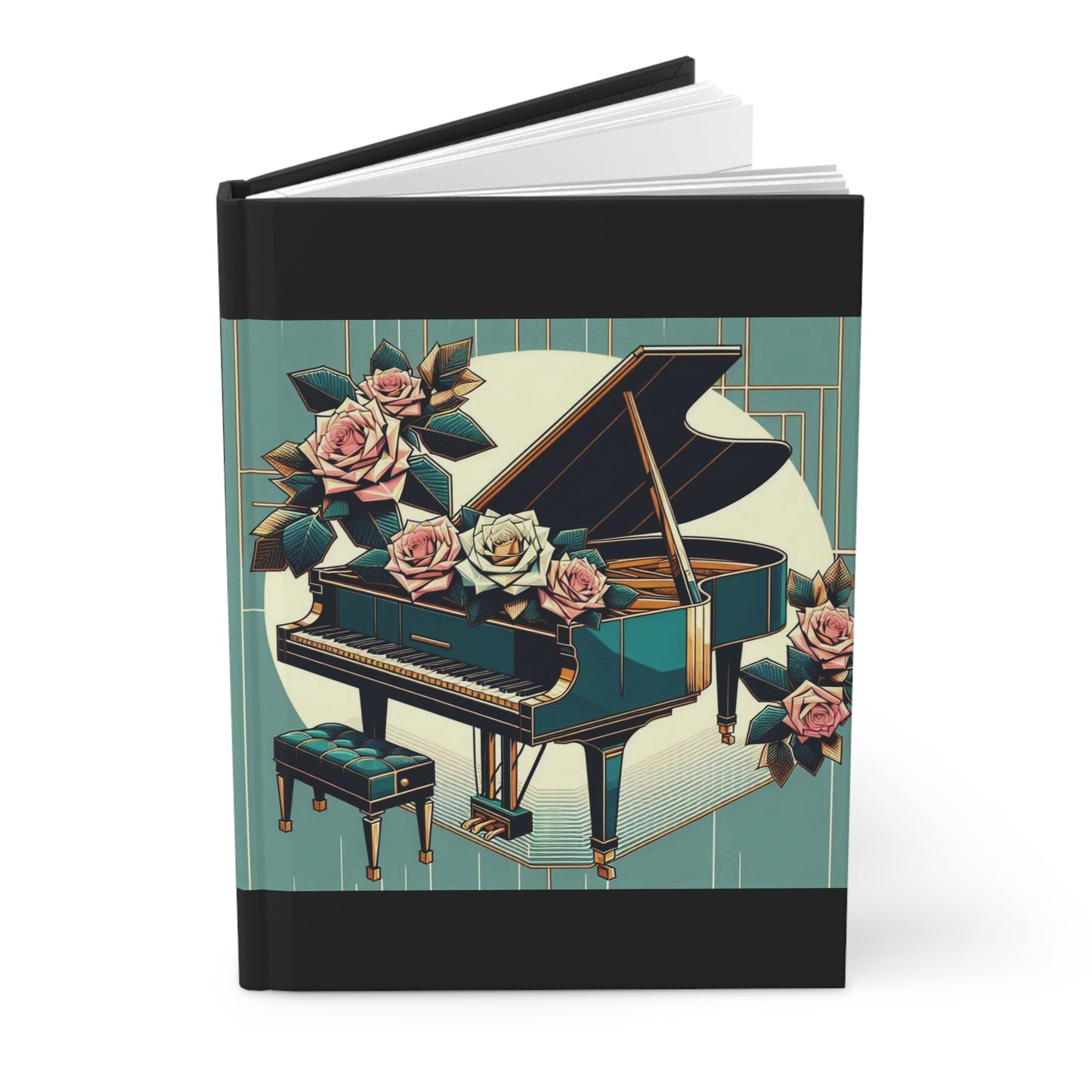 Elegant Piano Flower Hardcover Journal - Perfect for Musicians & Music Lovers