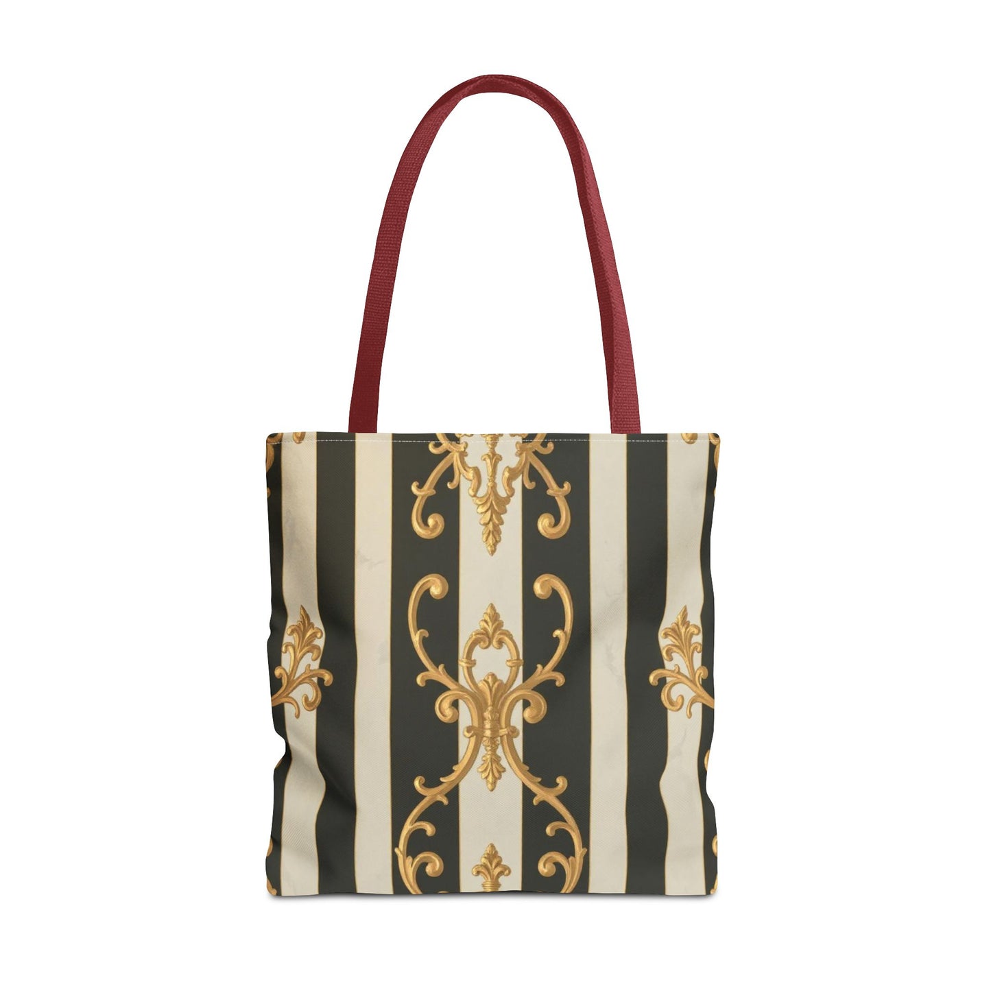 Elegant Black & Alabaster Striped Baroque Tote Bag, Stylish Shopping Bag, Fashion Accessory, Gift for Her, Reusable Bag, Perfect for Events