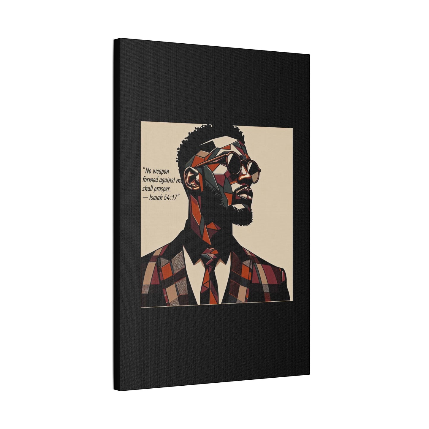 Afro Art Print Canvas, Wall Decor, Satin Stretched Canvas, African American Art, Office Decor, Home Decor - Isaiah 54:17