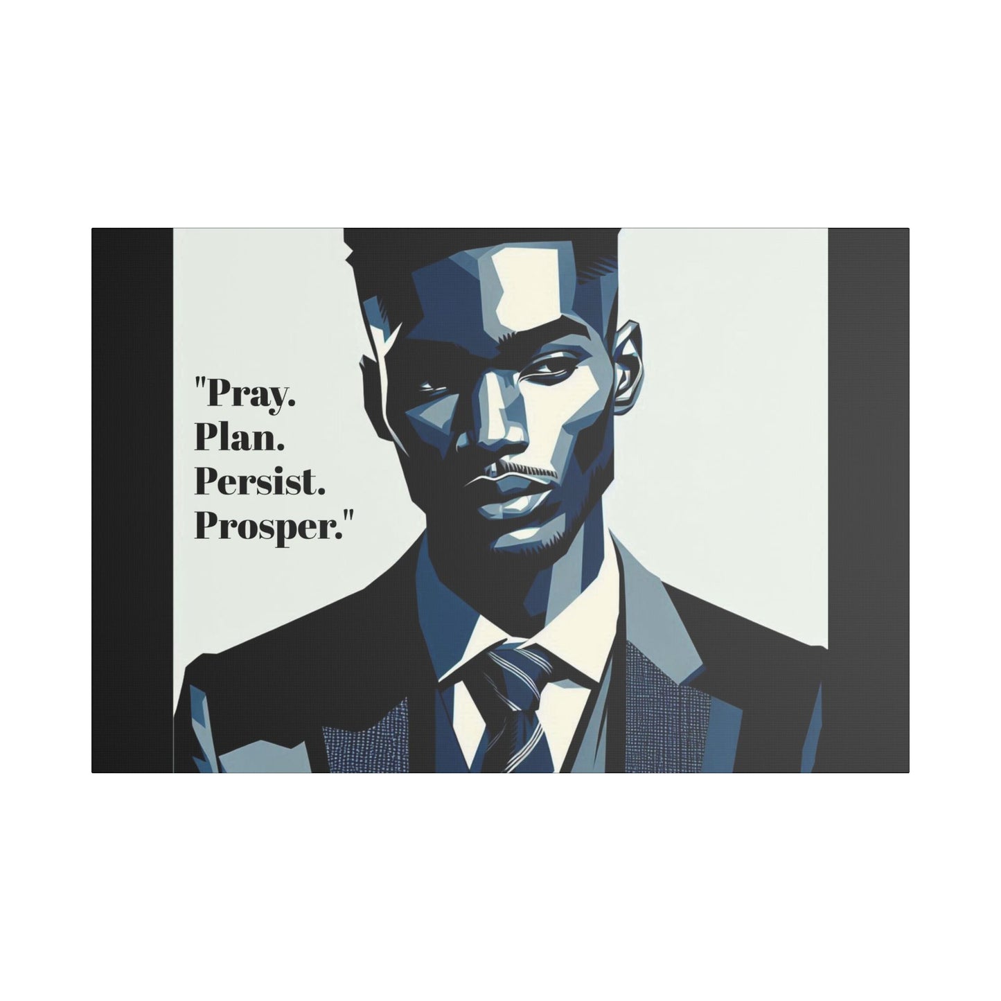 Afro Art Print Canvas, Wall Decor, Satin Stretched Canvas, African American Art, Office Decor, Home Decor - "Pray. Plan. Persist. Prosper."