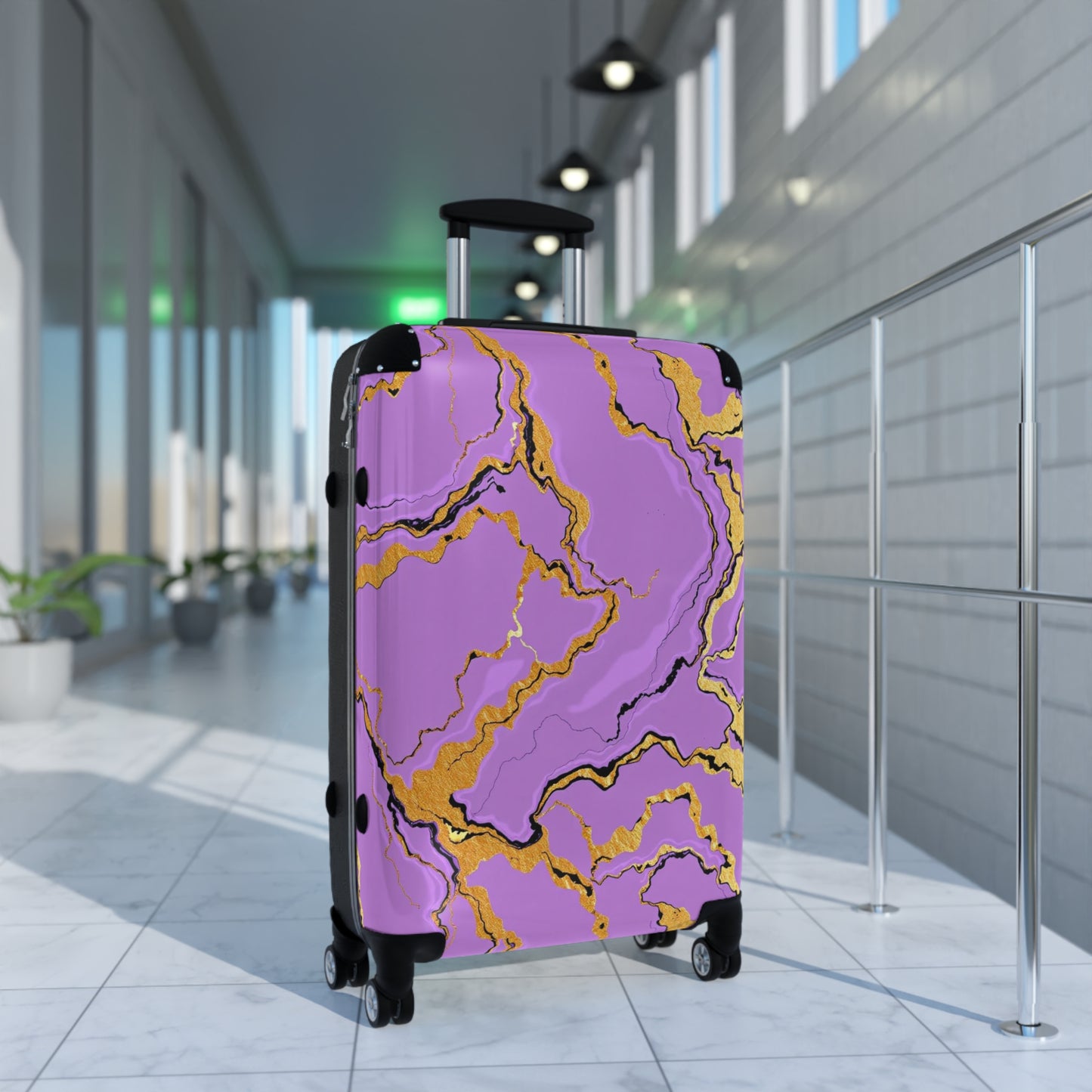 Stylish Suitcase - Travel Luggage, Trendy Carry-On, Vacation Bag, Gift for Travelers, Modern Travel Accessory - Lavender Marble