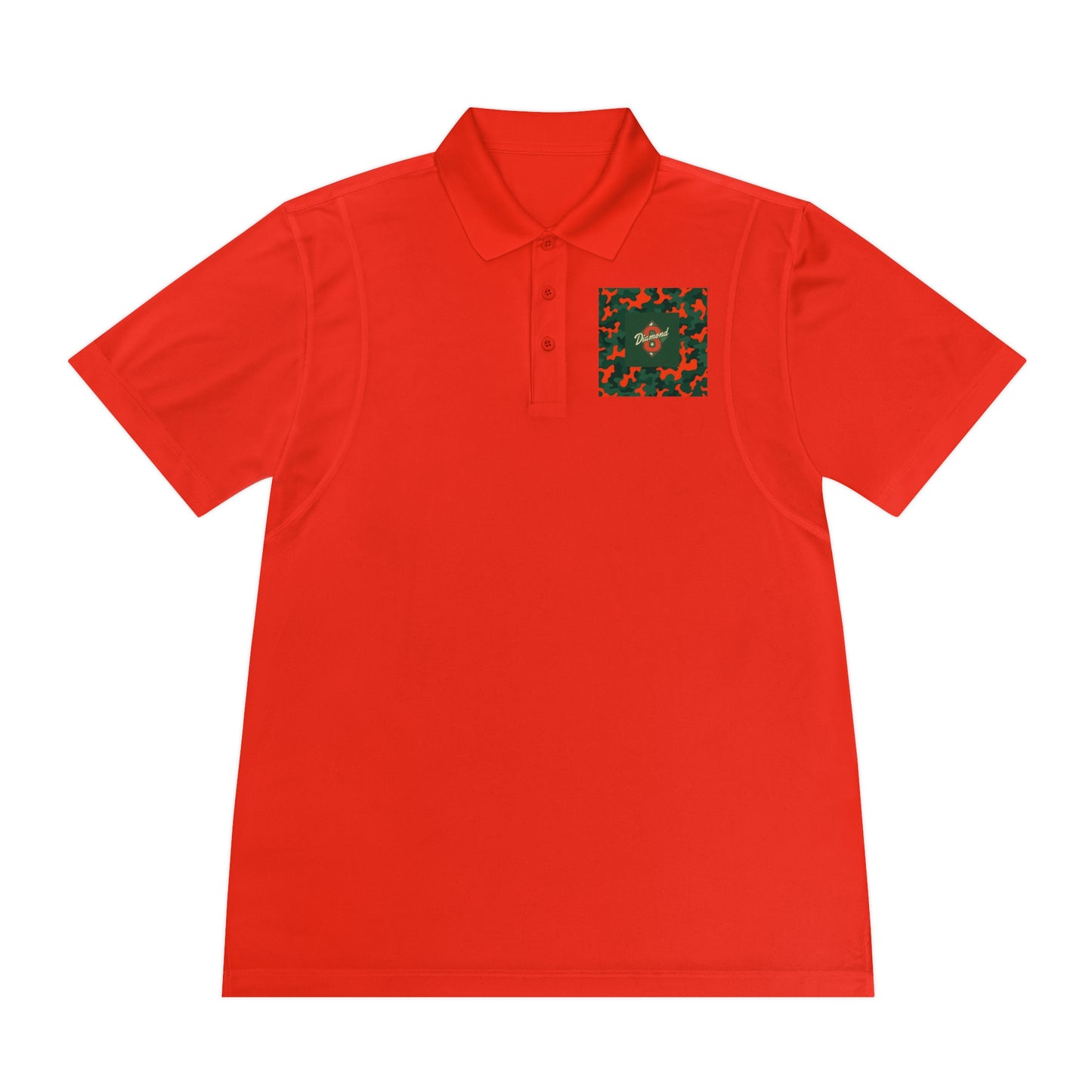 Men's Sport Polo Shirt, Casual Wear, Gym Shirt, Summer Outing, Gift for Dad, Outdoor Activities - Green & Orange Camo Diamond 8