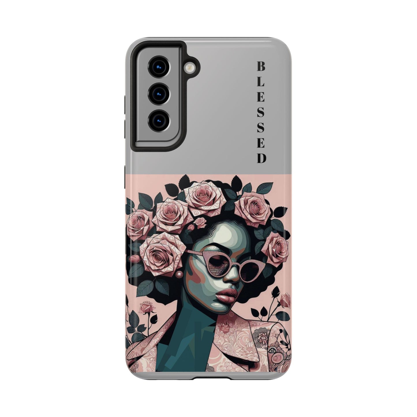 Blessed Floral Tough Phone Cases | Unique Gift for Her, Gift for Mom, Stylish Protection, Birthday Present, Black Girl Art
