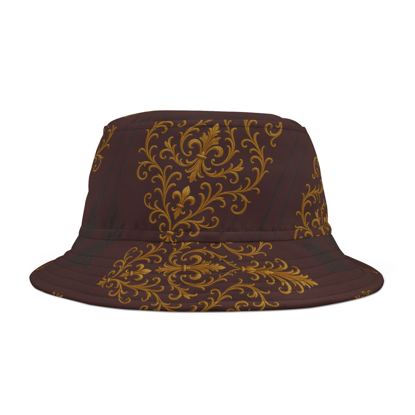 Dusk Burgundy-Black & Gold Baroque Bucket Hat – Ornate Baroque Pattern