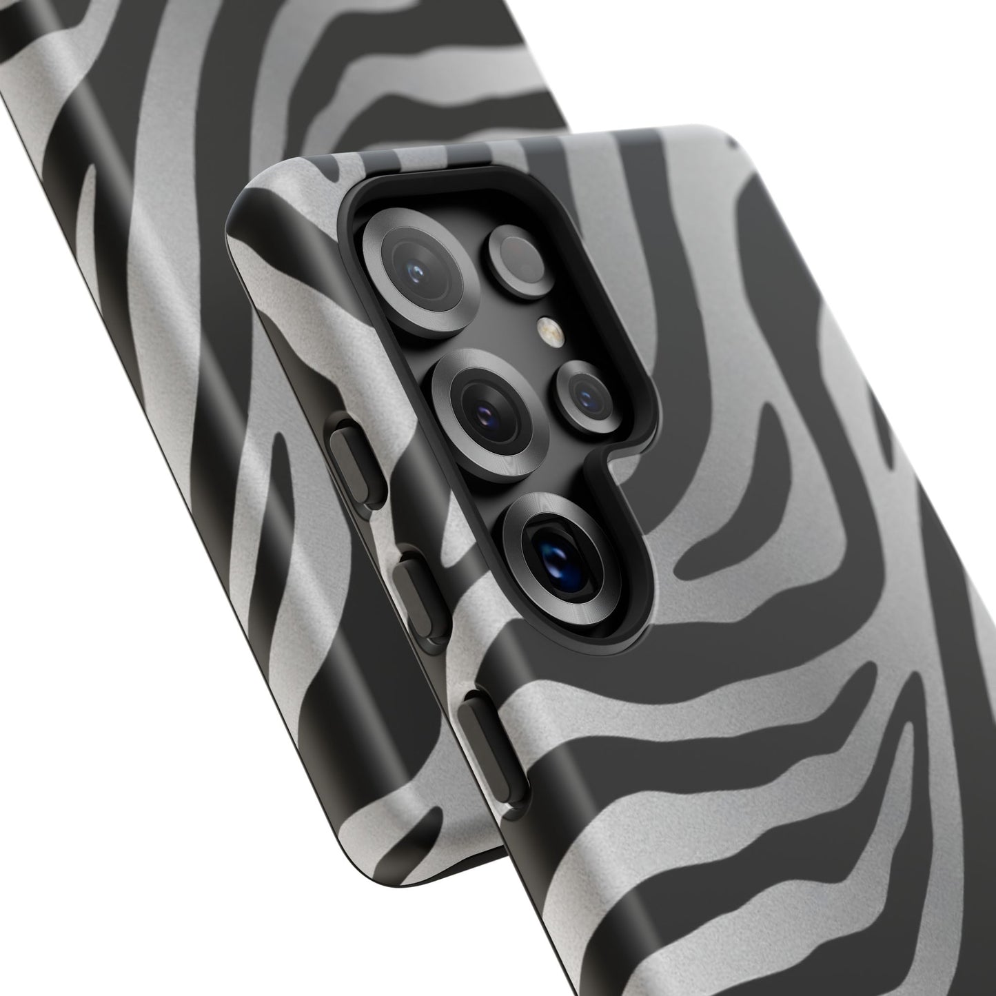 Zebra Print Tough Phone Case - Silver
