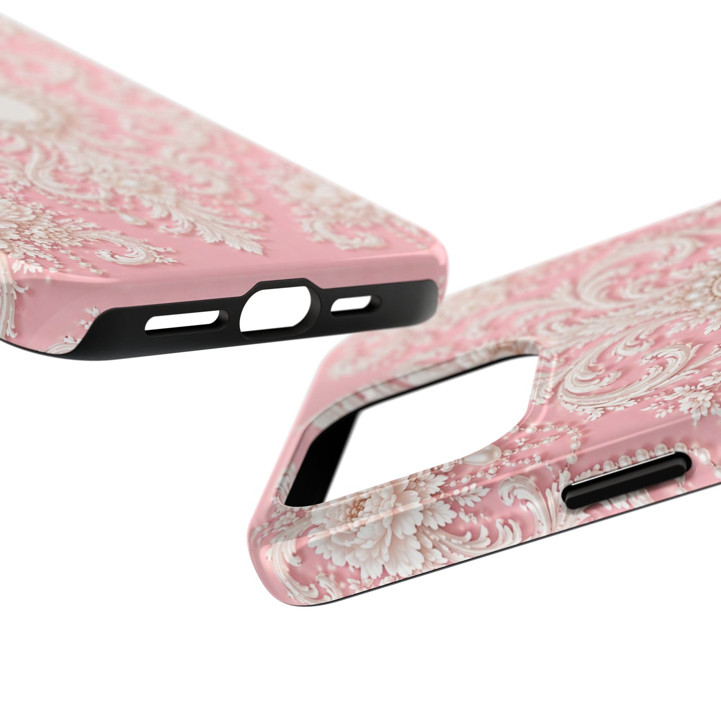 Pink Rococo Elegant Floral Tough Phone Case - Pink Vintage Design